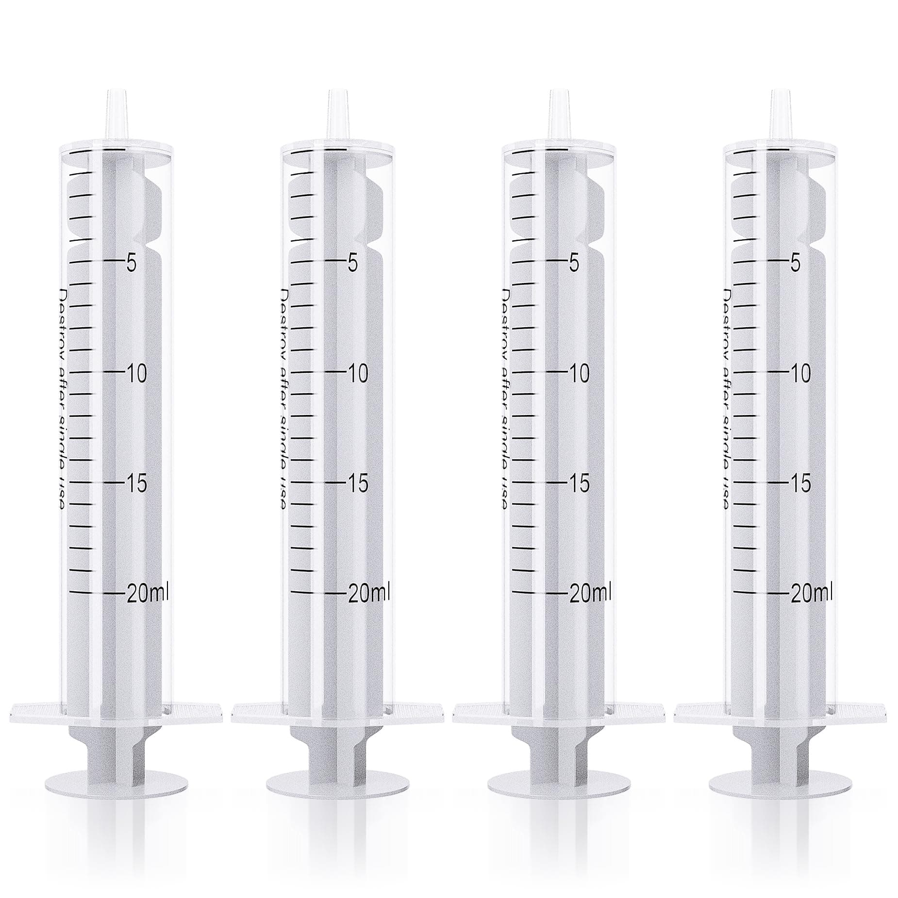 20ml/cc Syringes without Needle, Plastic Luer Slip Syringe No Rubber Ring, Reduce Mess, 20 Pack