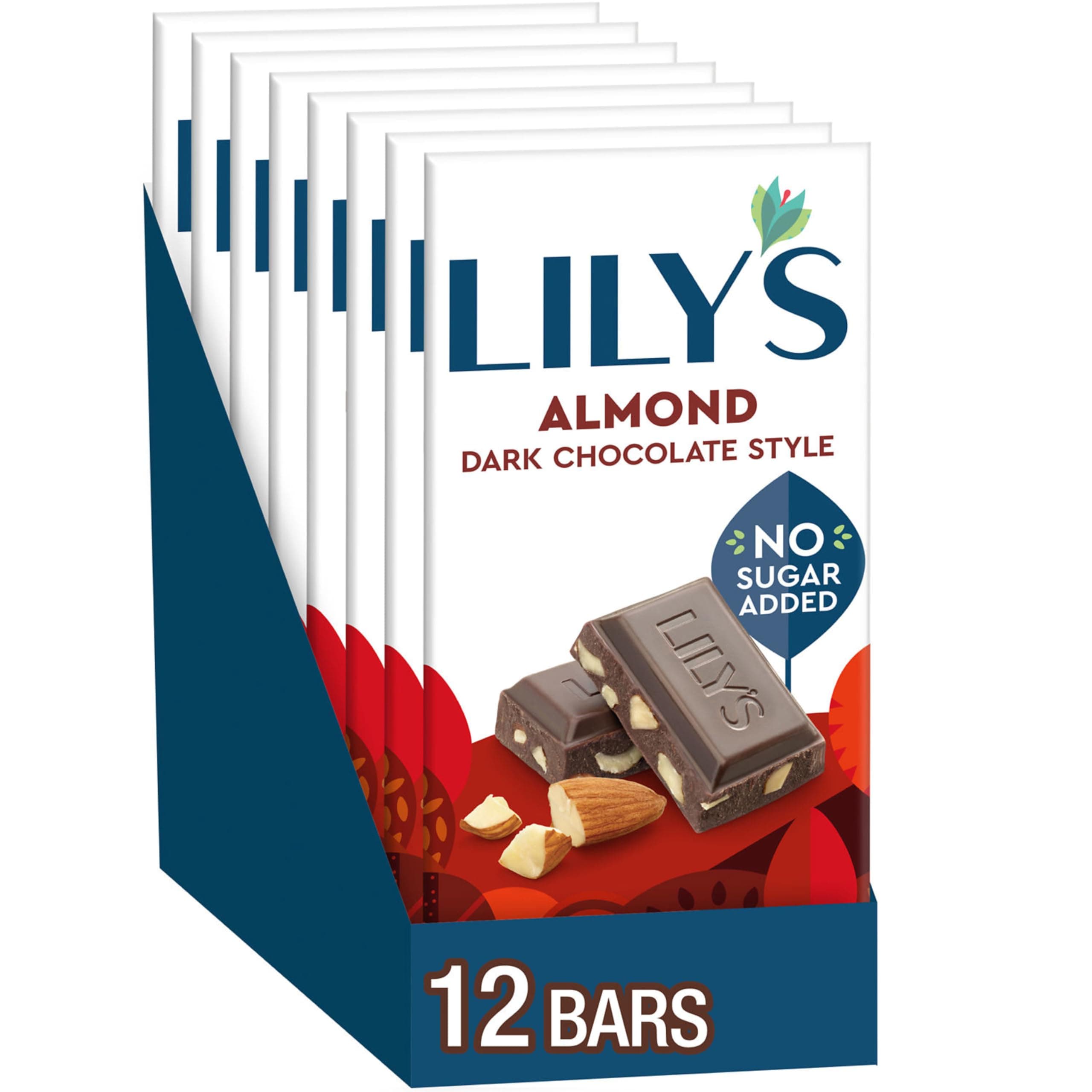 Almond Dark Chocolate Style No Sugar Added, Sweets Bars, 3 oz (12 Count)