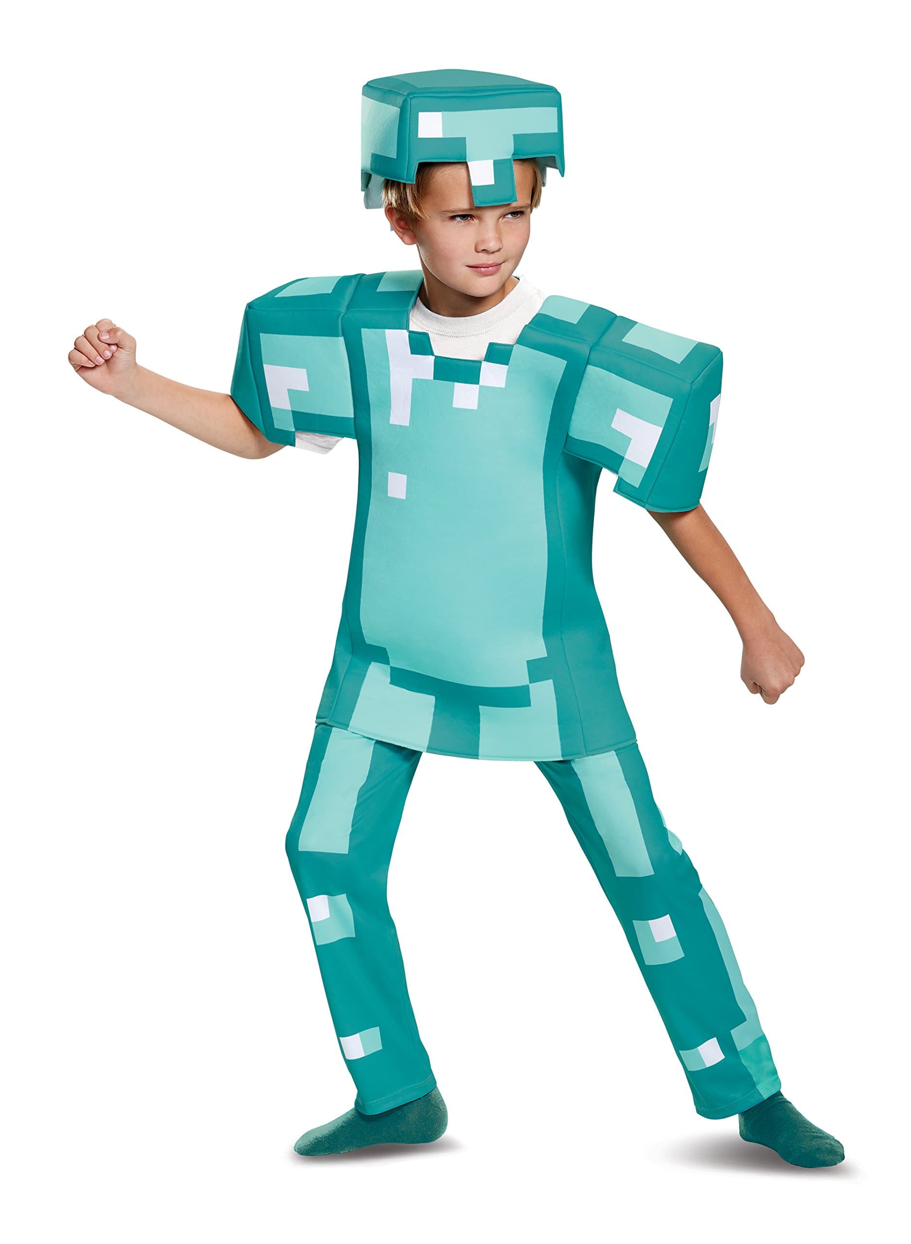 Disguise Official Deluxe Diamond Armour Minecraft Costume Children, Meinkraft Costumes Carnival Costumes Minecraft Fancy Dress Costumes Children Boys Minecraft Costume Girls