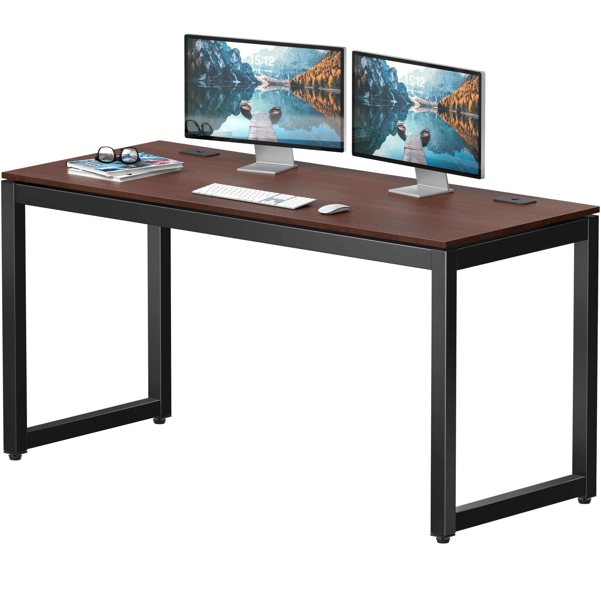 SHW 55-Inch Commercial-Grade Office Computer Desk, Cherry