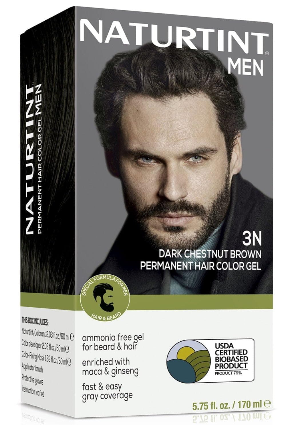 Mens Permanent Hair Color for Hair Beard and Mustache (3N Dark Chestnut Brown)