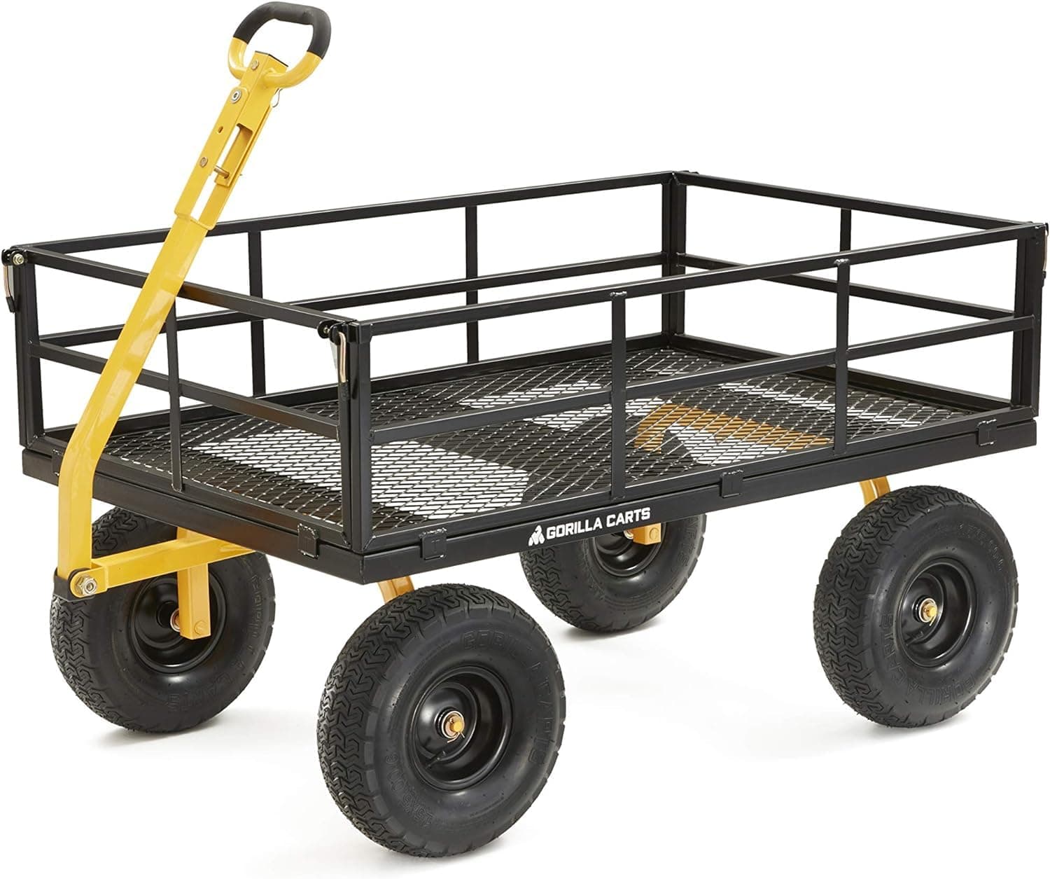 Gorilla Carts GOR1400-COM Heavy-Duty Steel Utility Cart with Removable Sides and 15" Tires, 1400-lbs. Capacity, Black