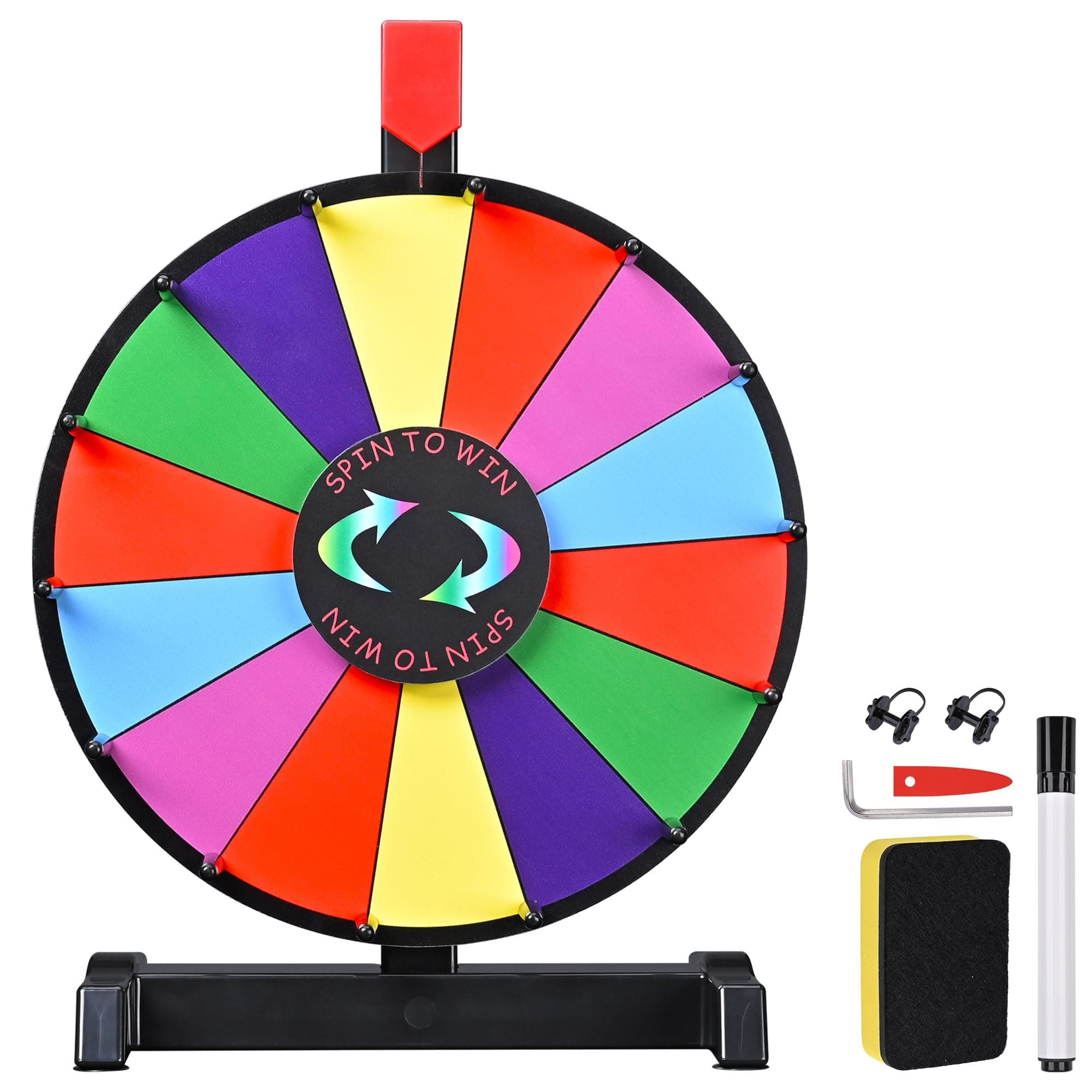 WinSpin 12" Prize Wheel Tabletop 14 Slots Heavy Duty Editable Spinning Wheel for Fortune Spinning Game Carnival & Tradeshow, Classic Series