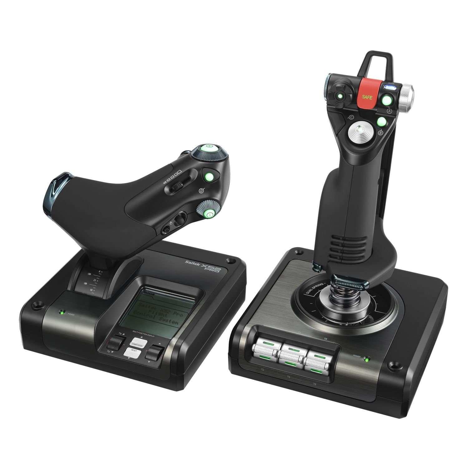 Saitek X52 Pro Flight Control System, Controller and Joystick Simulator, LCD Display, Illuminated Buttons, 2xUSB, PC - Black/Silver