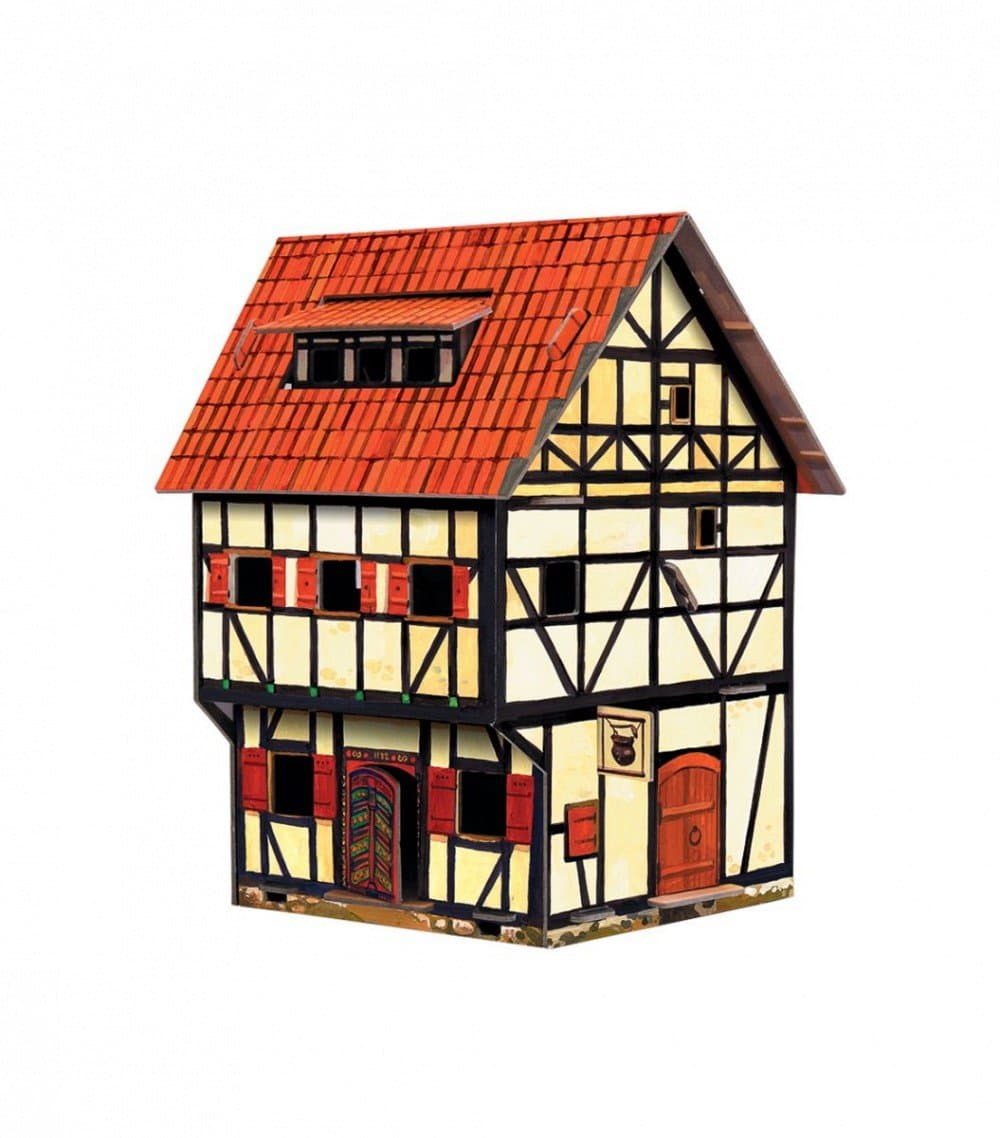 UMBUM Innovative 3D Puzzle - Tavern - Medieval Town - 5½" x 7½" x 4¾ 13 pcs - Clever Paper (213)