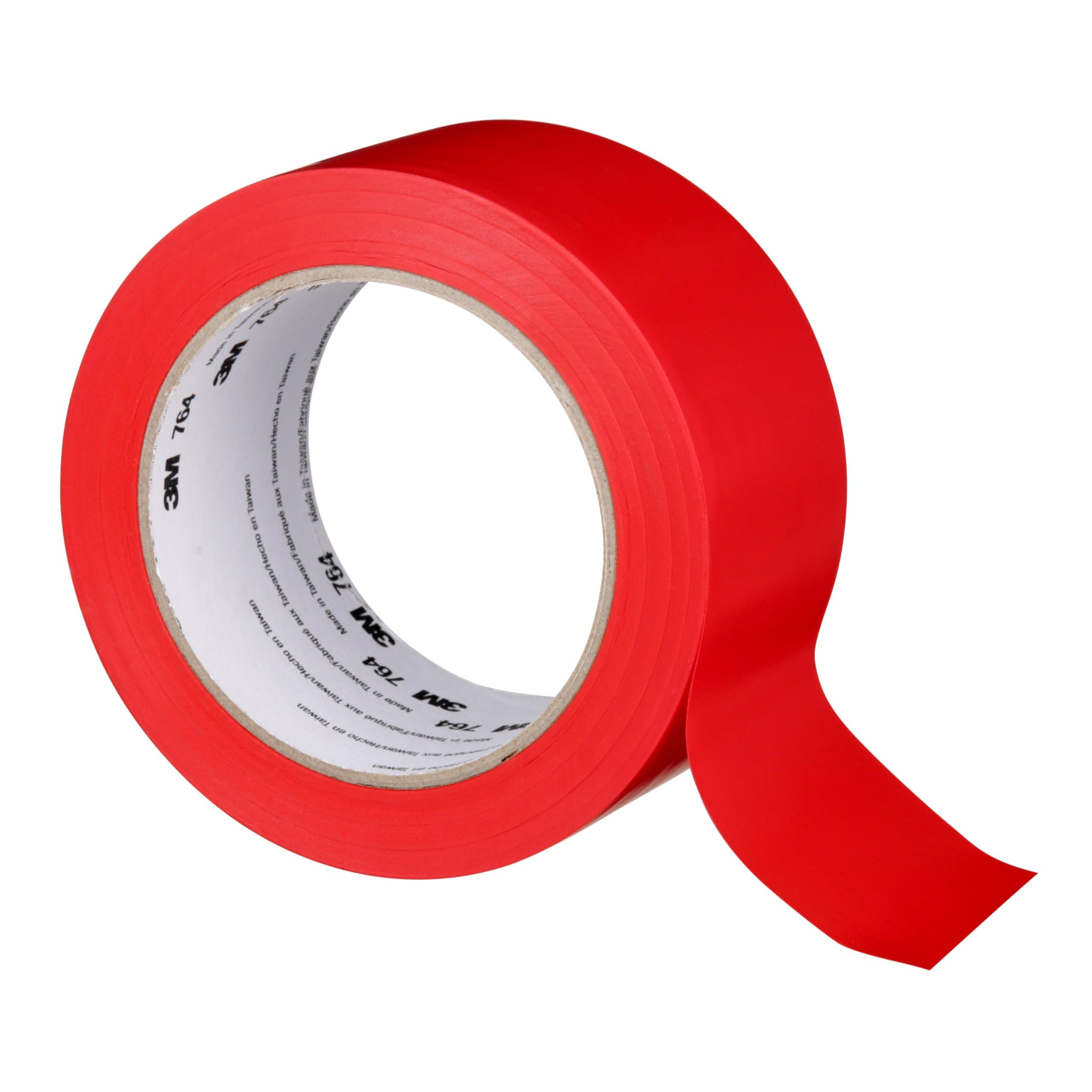 3M Vinyl Tape 764, General Purpose, 2 in x 36 yd, Red, 1 Roll, Light Traffic Floor Marking Tape, Social Distancing, Color Coding, Safety, Bundling