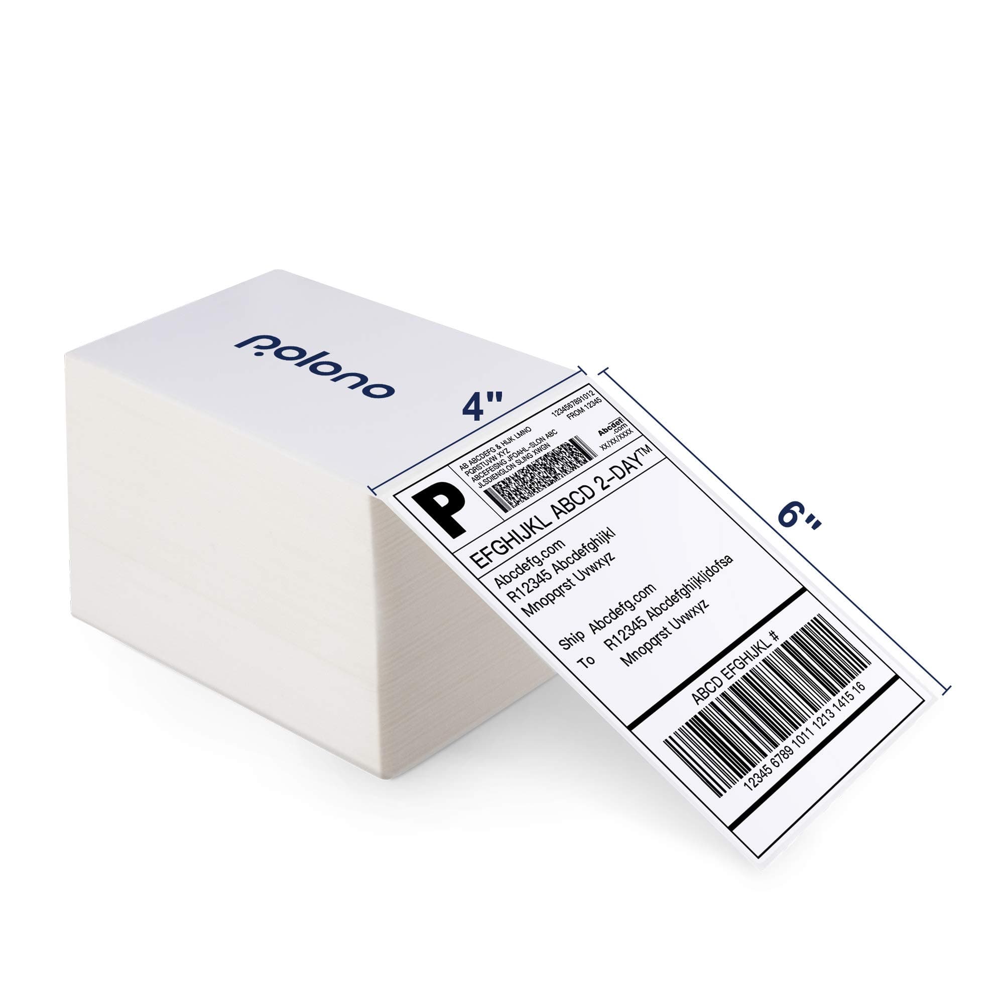 POLONO Genuine 4" x 6" Direct Thermal Shipping Label, Thermal Label (Pack of 500), Perforated Fanfold Labels Compatible with POLONO PL80E, PL70E, PL60 Label Printer, BPA & BPS Free, Commercial Grade