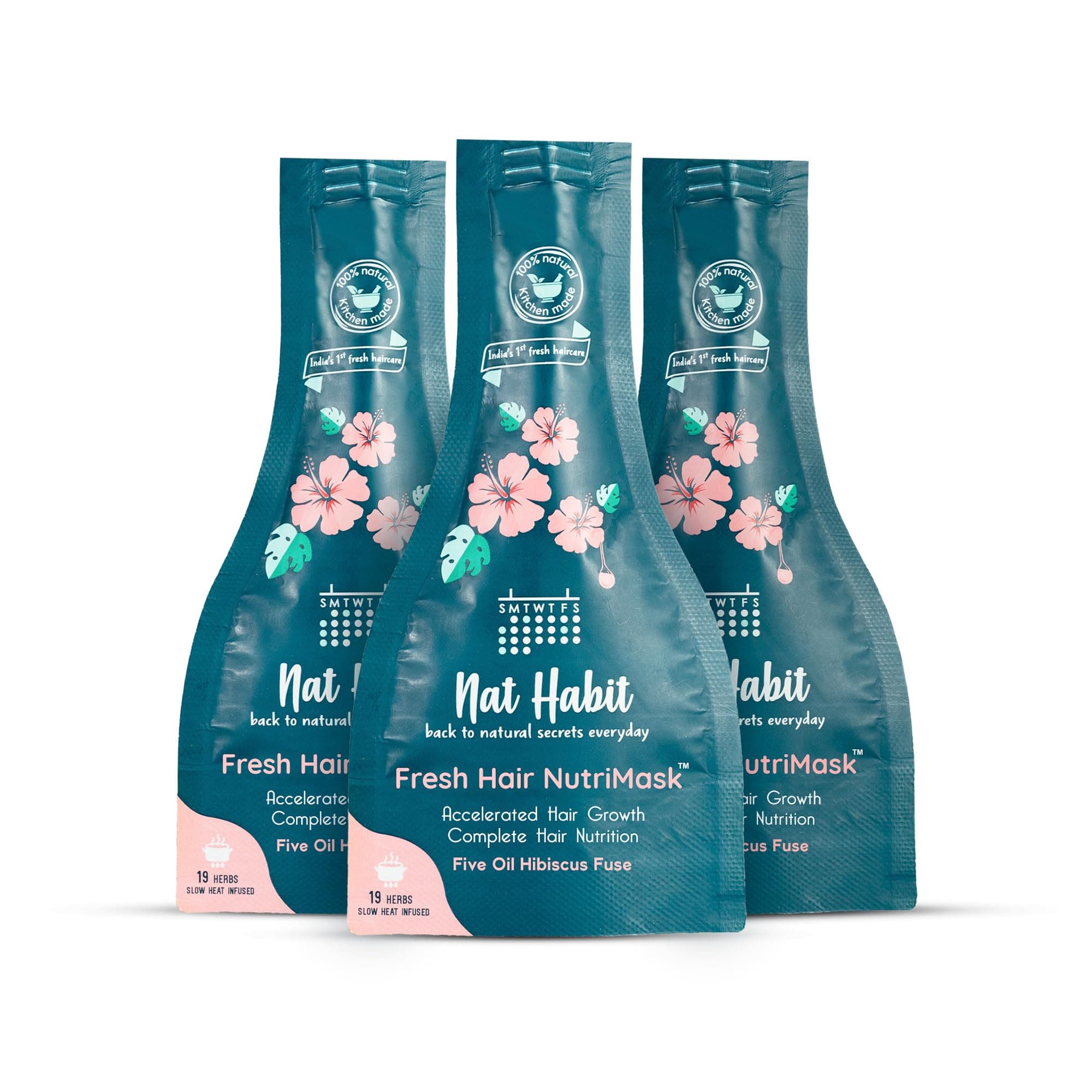 Five Oil Hibiscus Nutrimask - Hair Mask For Hair Growth, Conditioning, Smoothening, Dry & Frizzy Hair Enriched With Hibiscus Flowers, Hibiscus, Neem, Curry Leaves (Pack Of 3 X 40Grams)
