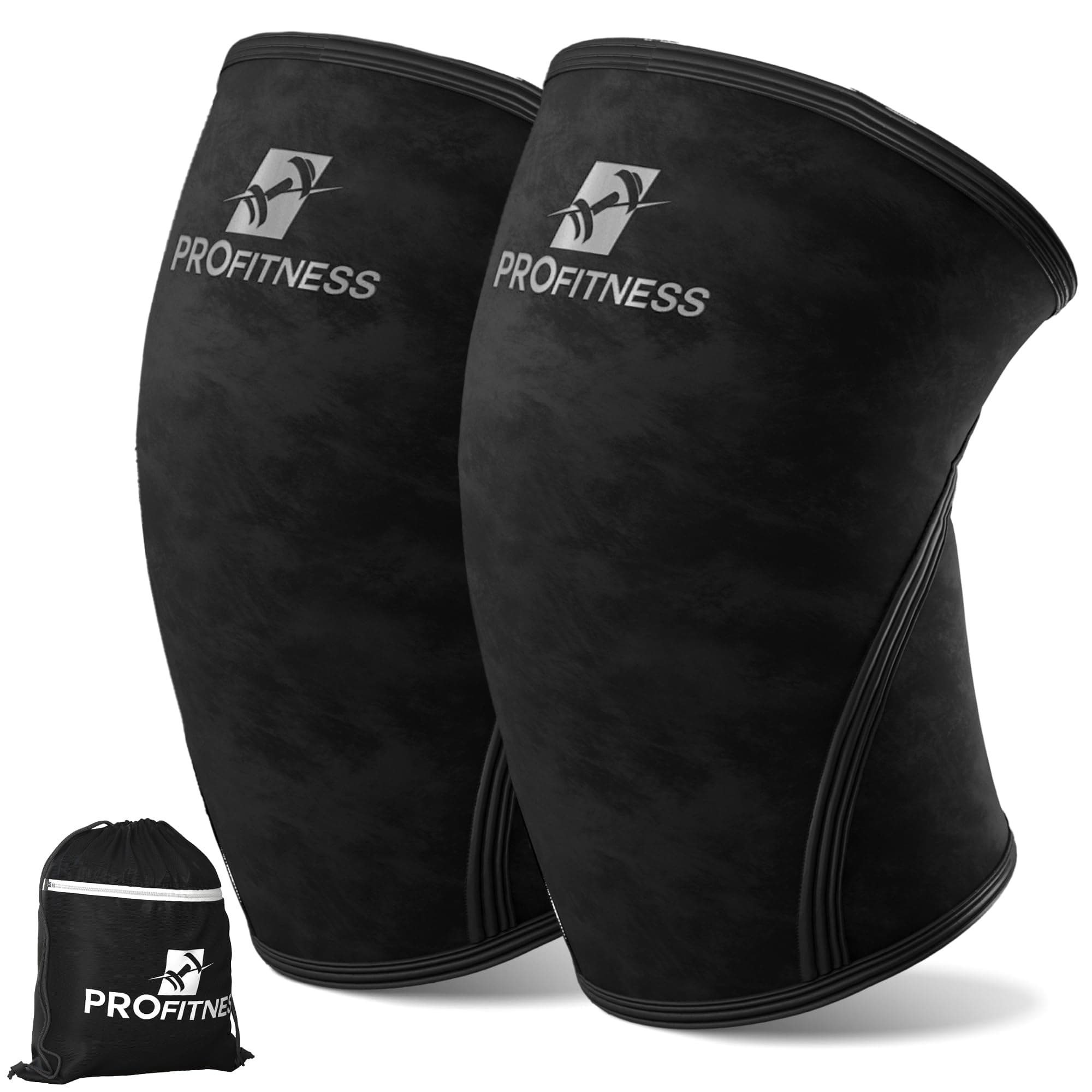 ProFitness 7mm Thick Knee Sleeves Set of 2 – Nonslip Support, Compression Knee Wraps for Weightlifting and Cross-Training with Carrying Bag – Home Gym Workout/Exercise Equipment