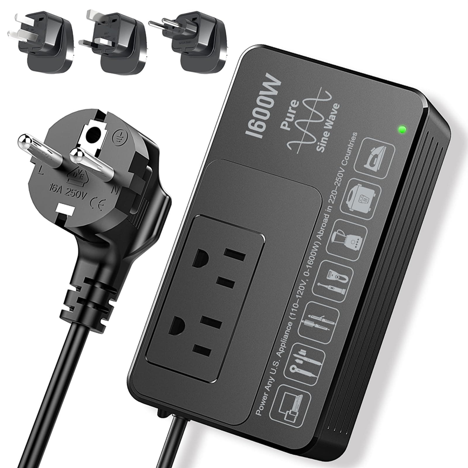 1600W 220V to 110V Voltage Converter, Power Any American Appliances in 220-250V, Plug & Play, No Limitations, Universal Power Plug Adapter Voltage Converter US to Europe International Travel