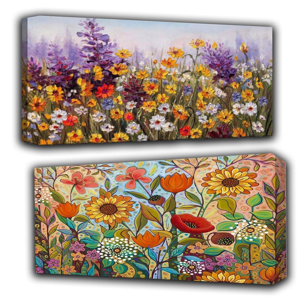 2 Pack Diamond Painting Kits,Large 5D DIY Flowers Daisy Colorful 5D Textured Picture Landscape Wildflowers Diamond Painting Kits for Adults,Art Painting with Diamond for Home Wall Decor (28X16inch)