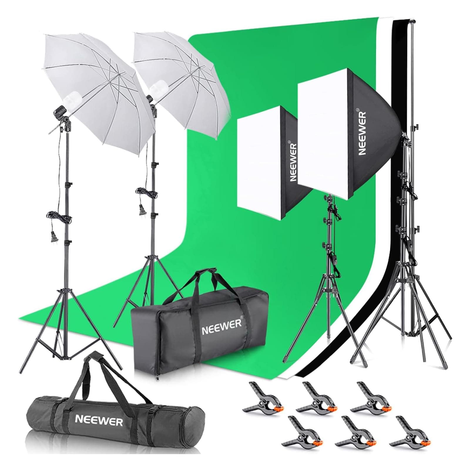 NEEWER Photography Lighting kit with Backdrops, 8.5x10ft Backdrop Stands, UL ...