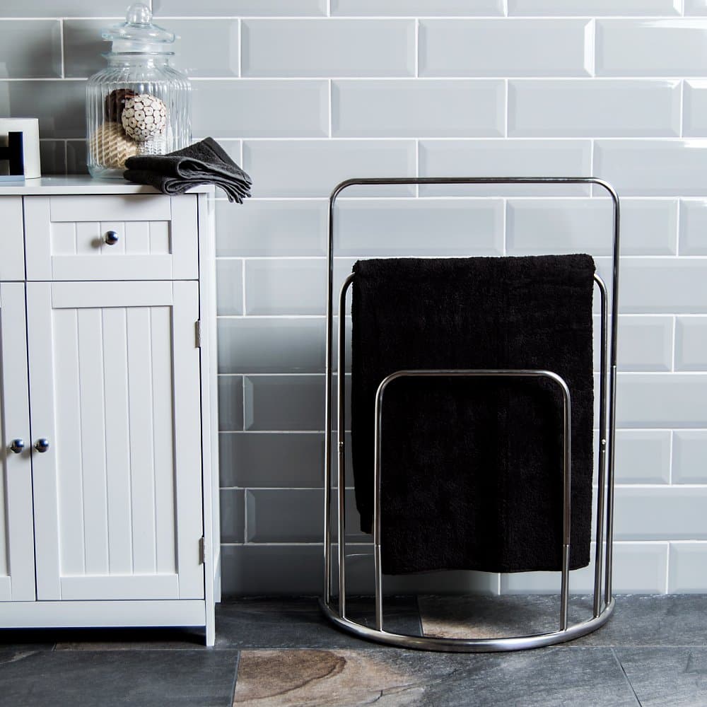 Towel Stand 3 Tier Bathroom Rack Free Floor Standing Towel Holder Curved, In Chrome