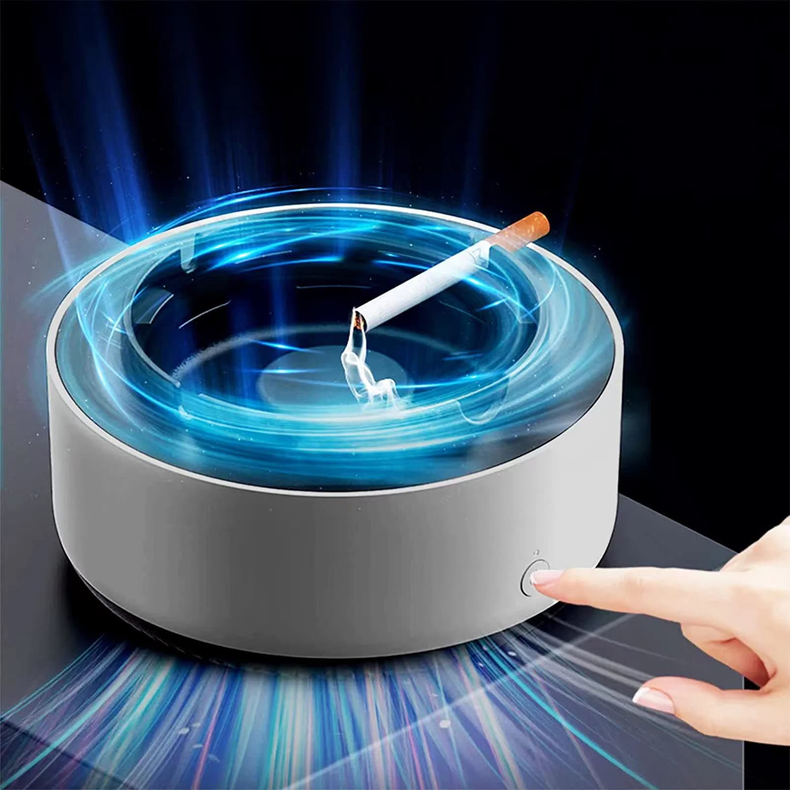 Indoor Ashtray - 2 in 1 Multifunctional Ashless Air Purifier with Filter Ashtray, Best for Family Car or Office (Grey)