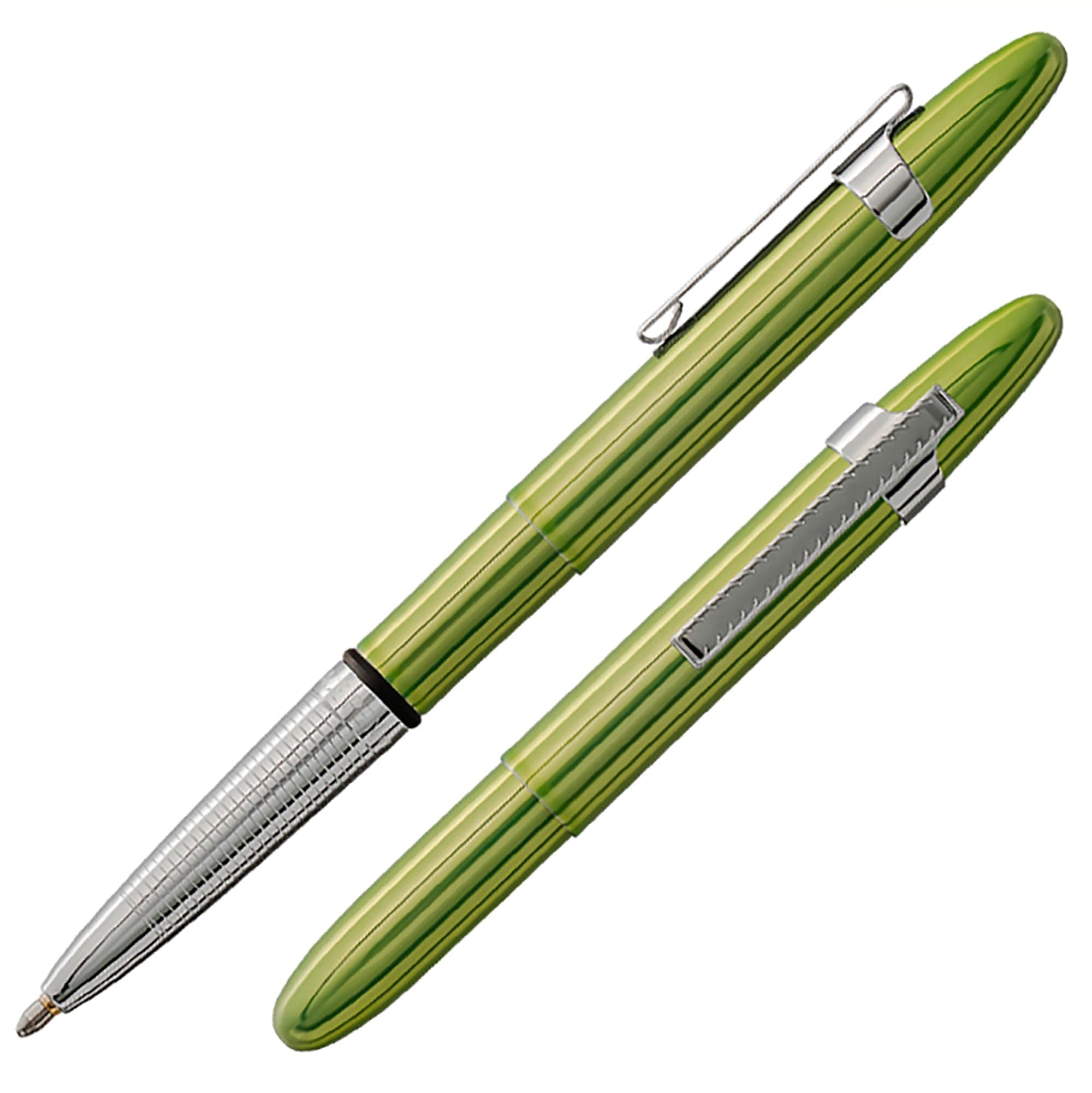 Fisher Space Pen Aurora Borealis Lime Green Bullet Pen, Pressurized Ballpoint Pen, Compact, Writes Upside Down, Extreme Temperatures, Black Ink, Medium Point, Pocket Clip, Gift Box, Made in USA