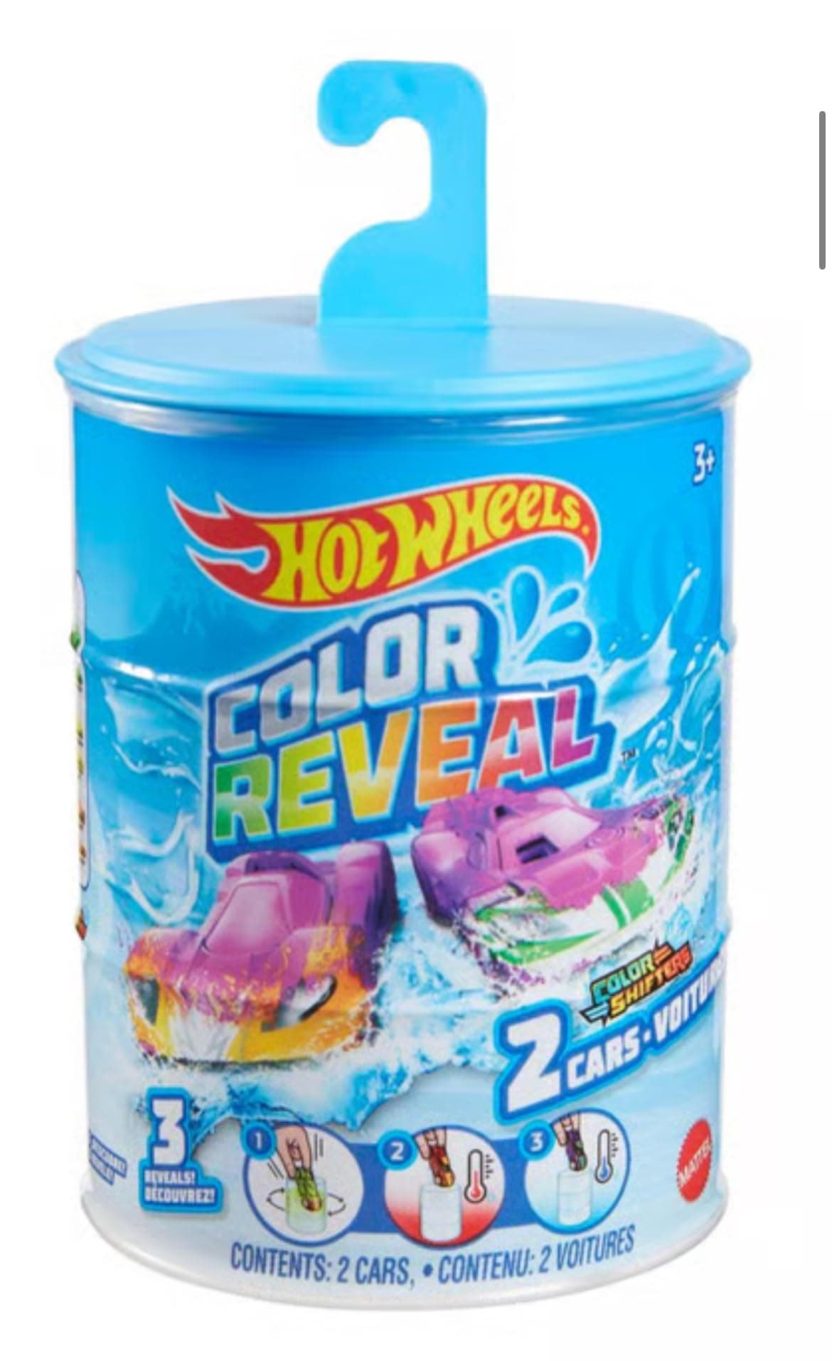 Color Reveal Multipack with 2 Surprise Cars That Change Deco in Warm & ICY Cold Water, Dunking Barrel, Toy for Kids 3 Years & Up