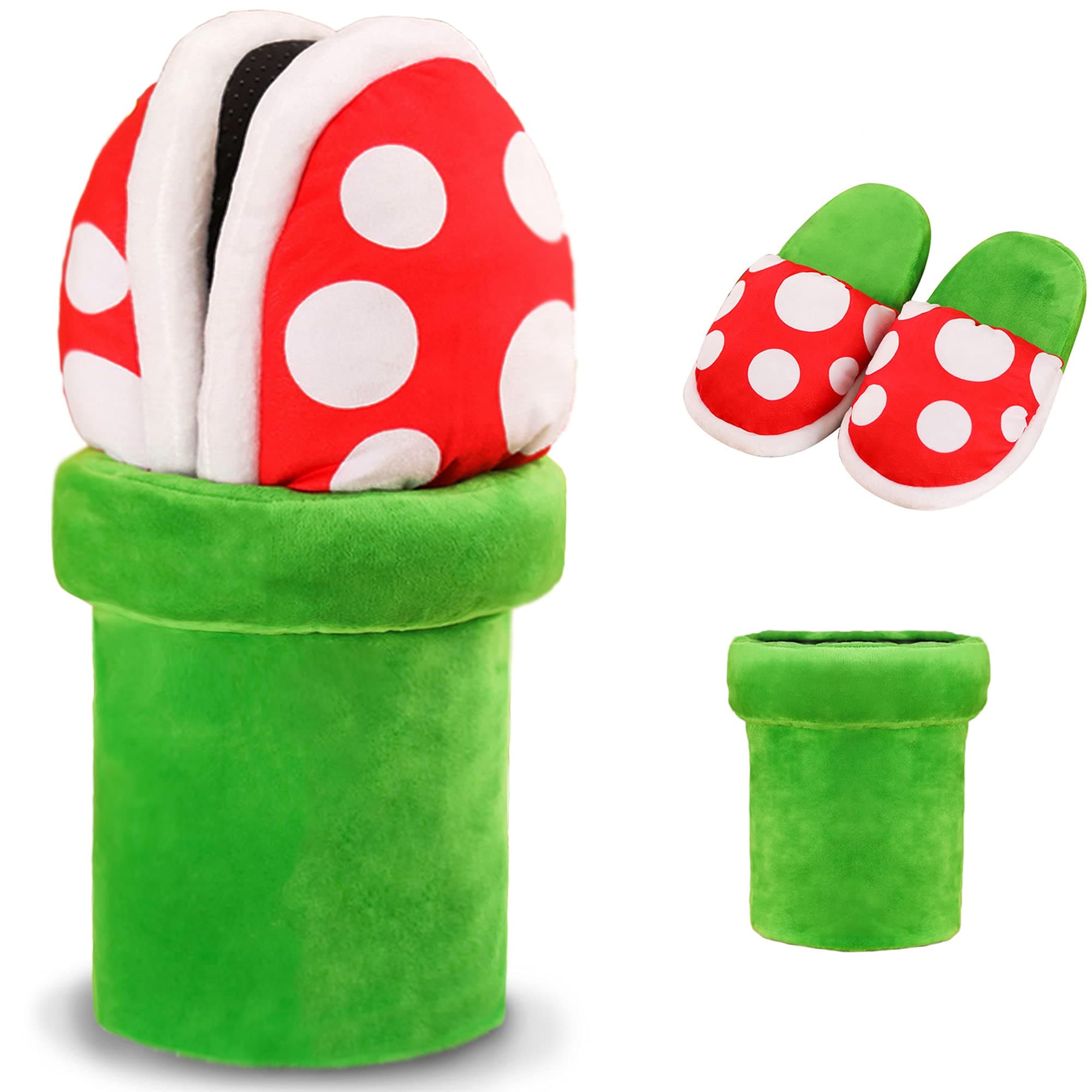 LopbraaPiranha Plants Plush Funny Slippers Loafer with Pipe Pot Holder Funny Gifts for Women Mens Teens (Piranha Plants)