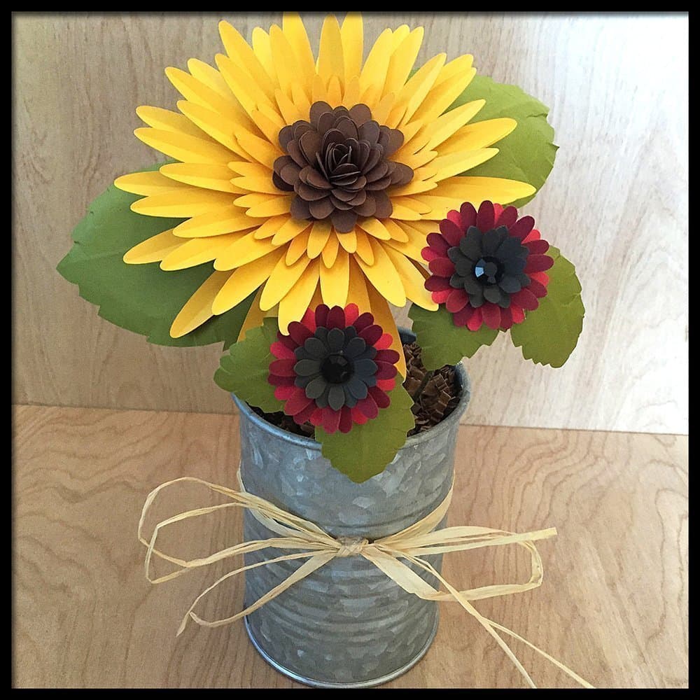 Sunflower Tin Can Paper Flower Arrangement