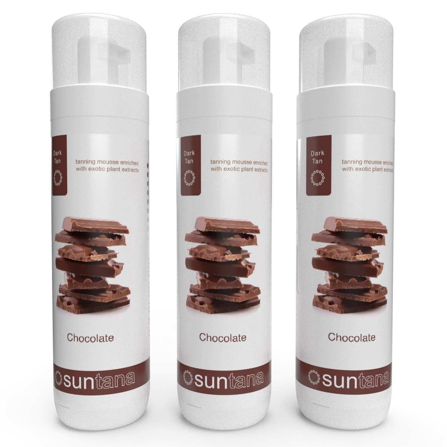 3 X Suntana Chocolate Fragranced 12% Self Tanning Mousse