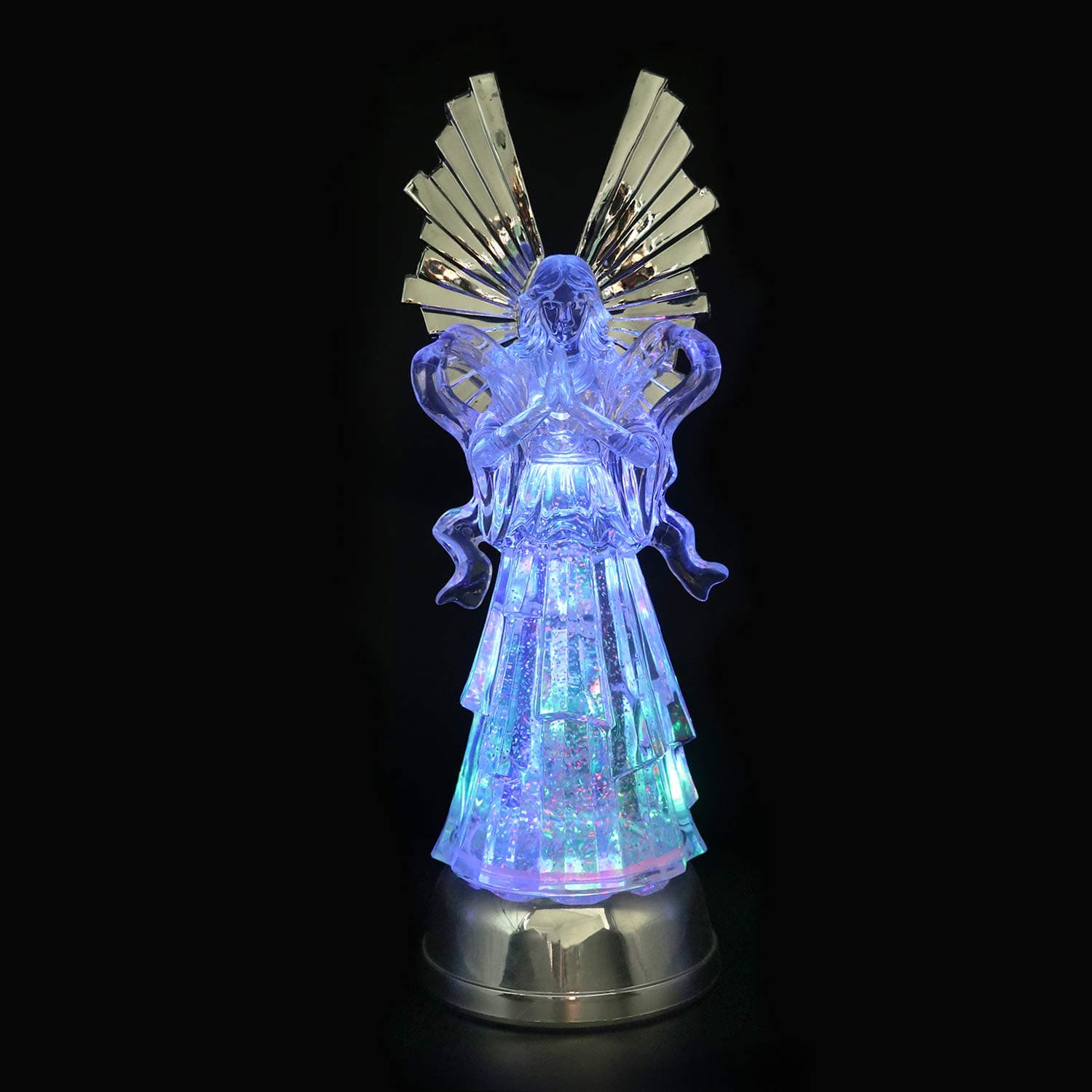 DRomance 14" Angel Snow Globe Lantern Battery Operated with 6 Hour Timer Color Changing LED Light Praying Angel Swirling Glitter Water Lamp Thanksgiving Christmas Holiday Decor Gift