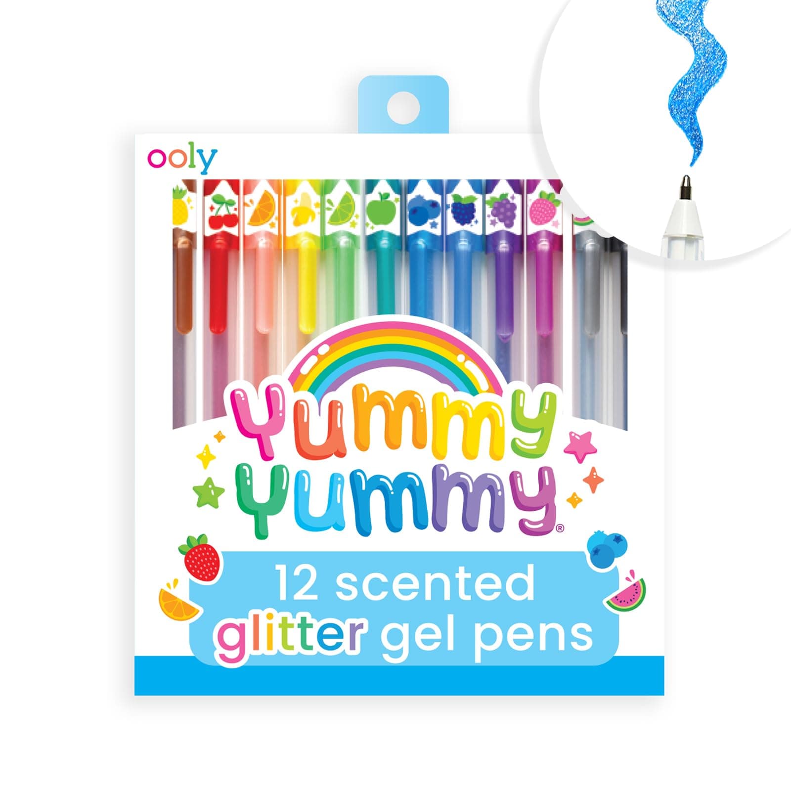 Scented Yummy Yummy Glitter Gel Pens Set of 12-1.00mm NIB Scented Glitter Pens for Kids and Adults, Art and Stationery Supplies