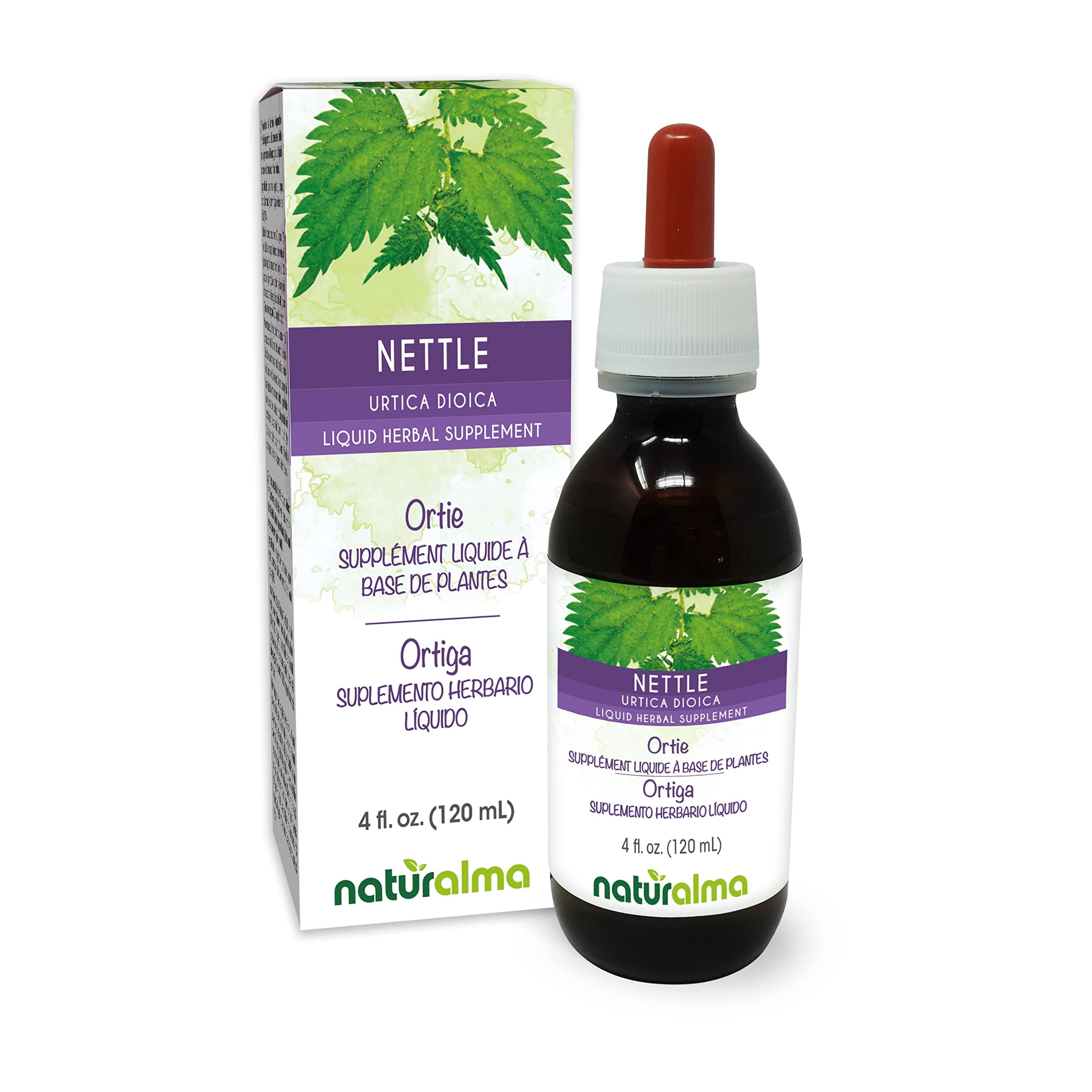 Nettle (Urtica dioica) Leaf and Root Alcohol-Free Tincture - 4 fl oz Liquid Extract in Drops - Herbal Supplement - Vegan