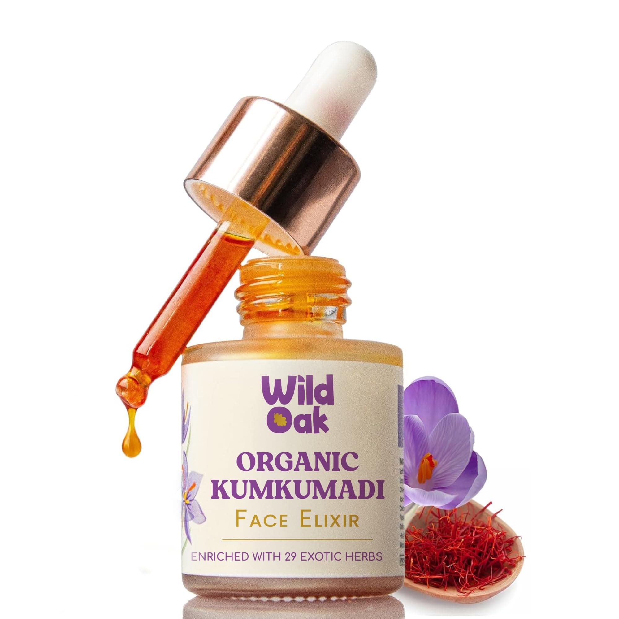 WildOak Kumkumadi Tailam | Face Elixir | Pigmentation,Dark Circles & Anti Aging | Made Using 3000 Years Old Formulation,8 Days Long Process | High Potent 75G Saffron/1Liter & 30 Exotic Herbs | 20ml