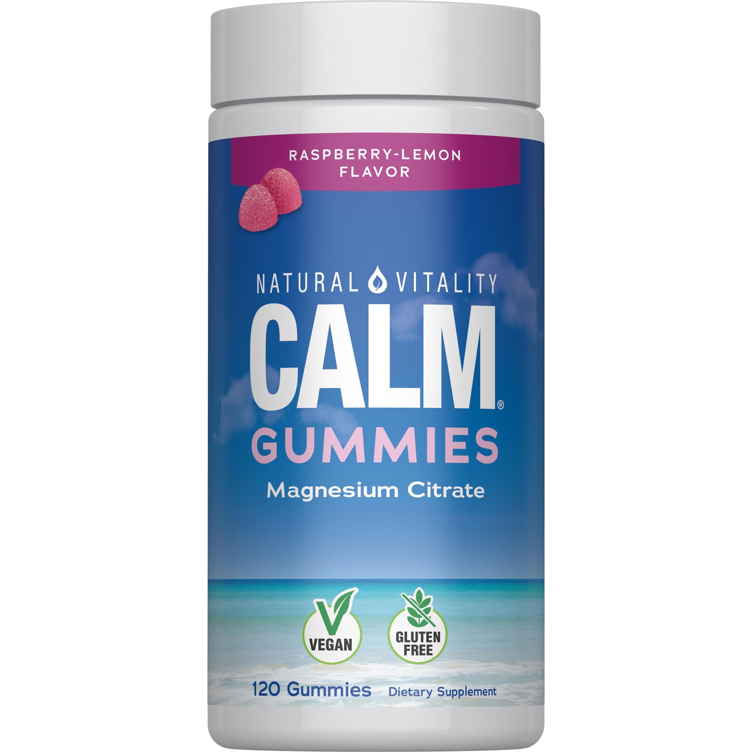 Natural Vitality Calm The Anti-Stress Gummies with Raspberry-Lemon Flavor - 120 Gummies