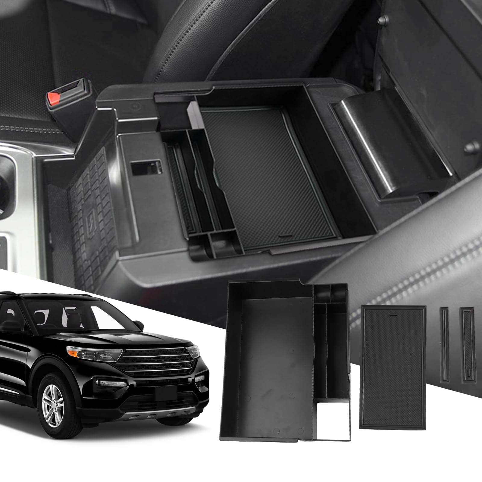 SXCY for 2023 2024 2025 2026 Ford Explorer Center Console Organizer for Ford Explorer 2020-2026 Accessories for 2023-2026 FordExplorer Console Organizer 2025 2026 Explorer Accessories(Black)