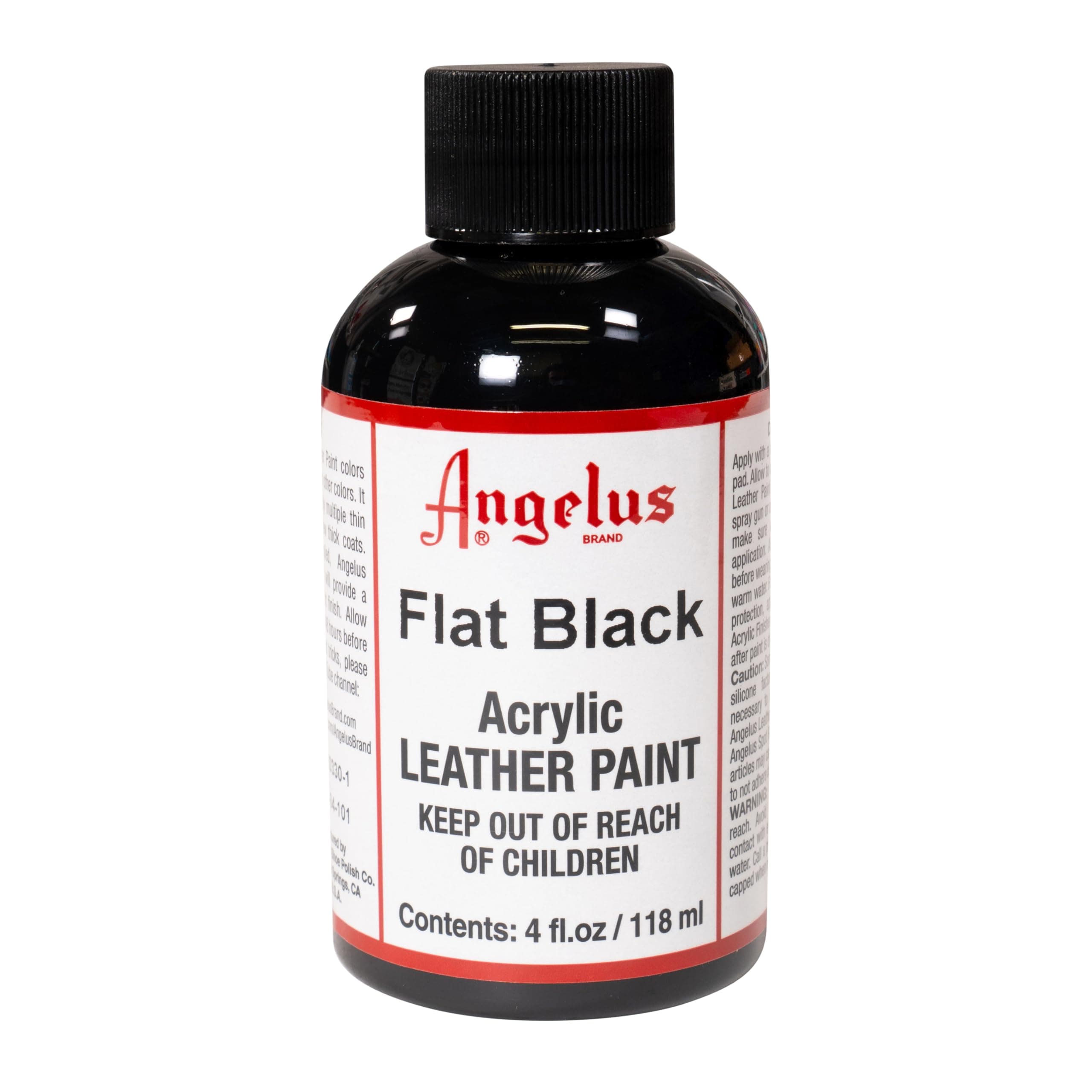 Angelus Acrylic Paint, Flat Black, 4oz
