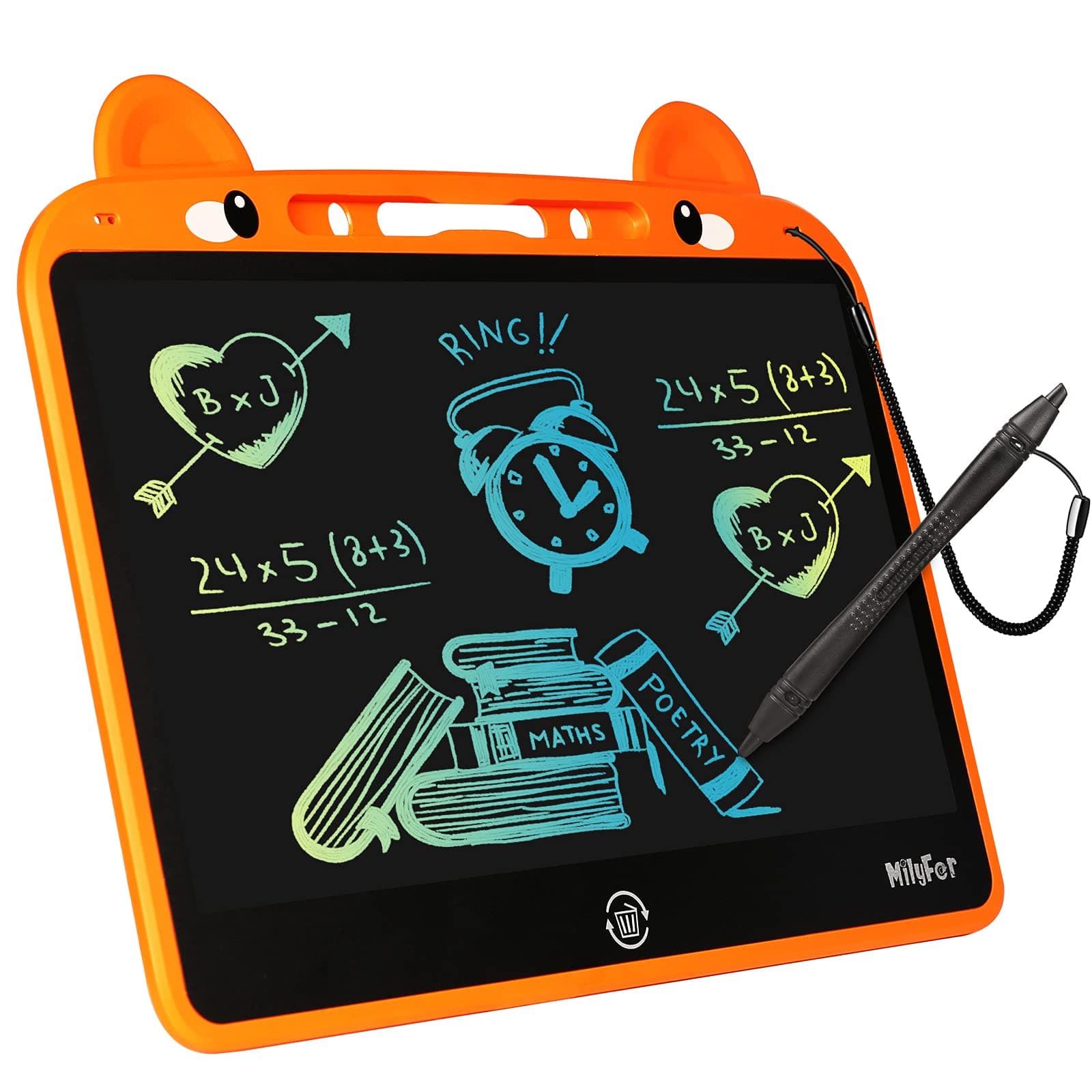 LCD Writing Tablet Doodle Board, MILYFER 13.5inch Colorful Drawing Pad Toddler Writing Tablet Electronic Doodle Board, Educational Kids Toys Gifts for 3 4 5 6 Year Old Boys and Girls