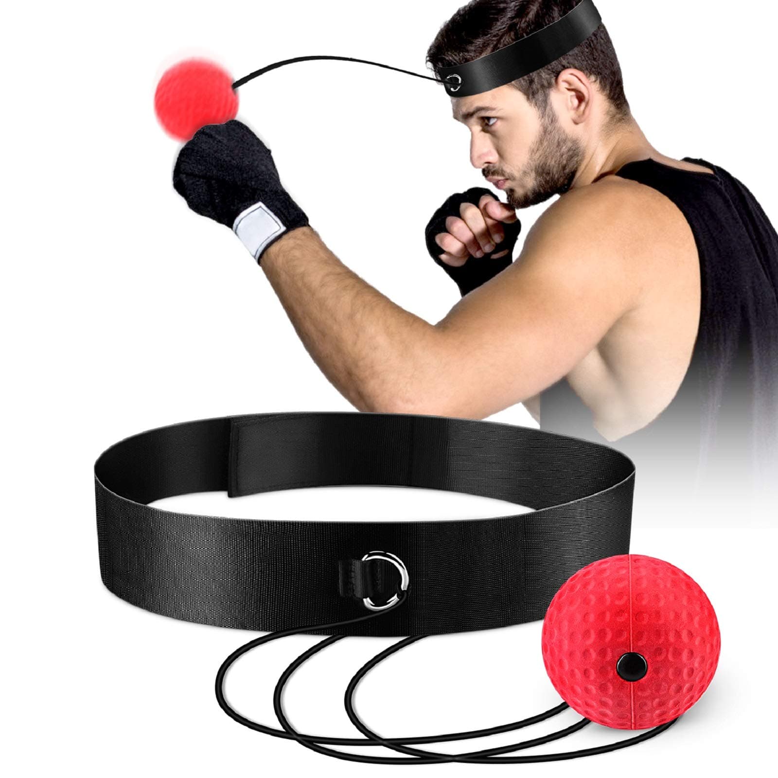 Upgraded Boxing Reflex Ball, Boxing Training Ball, Mma Speed Training Suitable for Adult/Kids Best Boxing Equipment for Training, Hand Eye Coordination and Fitness