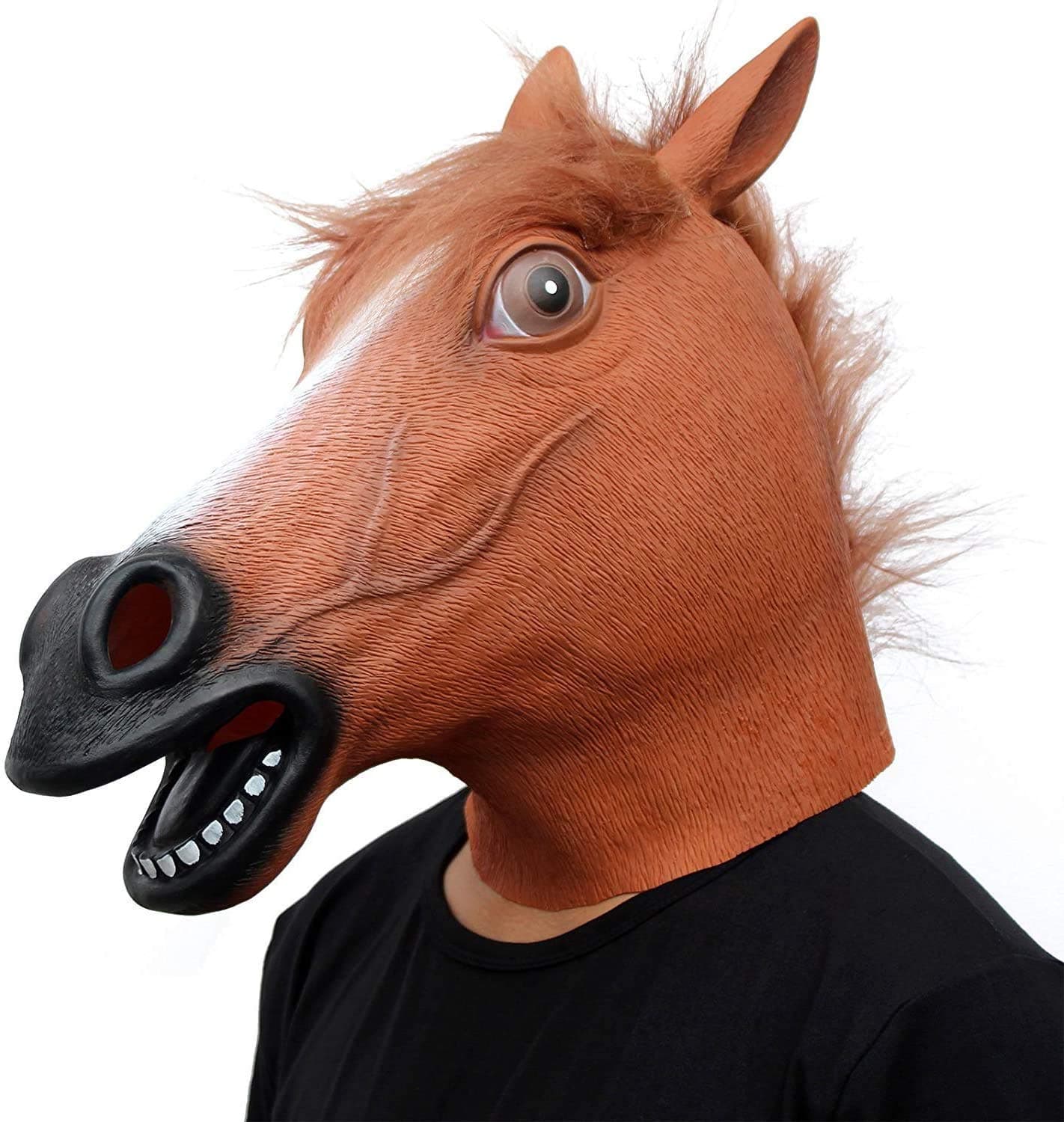 CreepyParty Horse Mask Realistic Animal Full Head Latex Mask for Halloween Carnival Costume Party