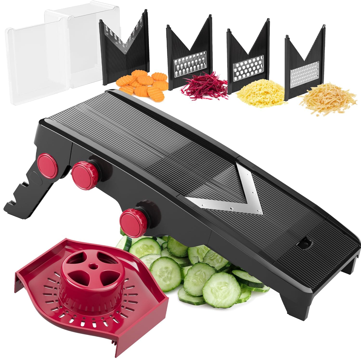 Austria V-Pro 5 Blade Adjustable Mandoline Slicer â€“ White/Grey