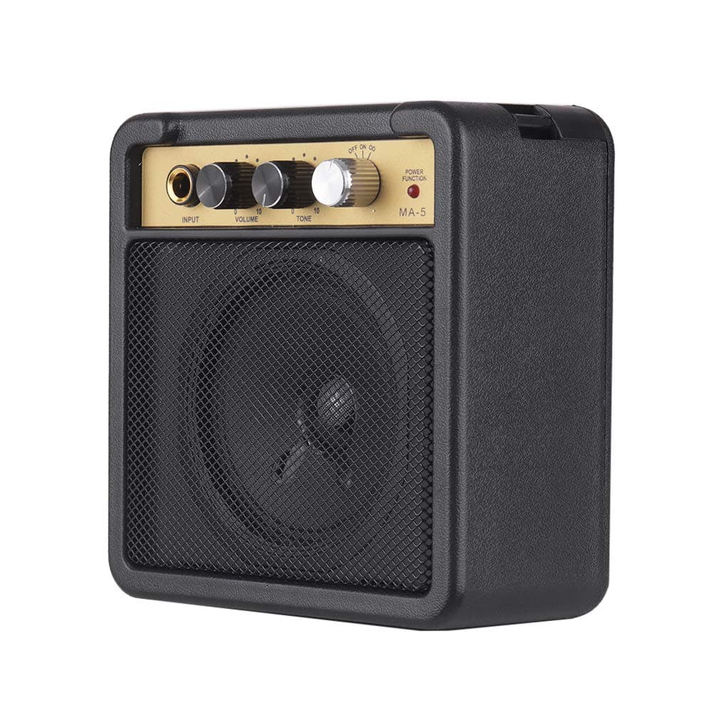 Muslady Mini Guitar Amplifier Amp Speaker 5W with 6.35mm Input 1/4 Inch Headphone Output Supports Volume Tone Adjustment Overdrive