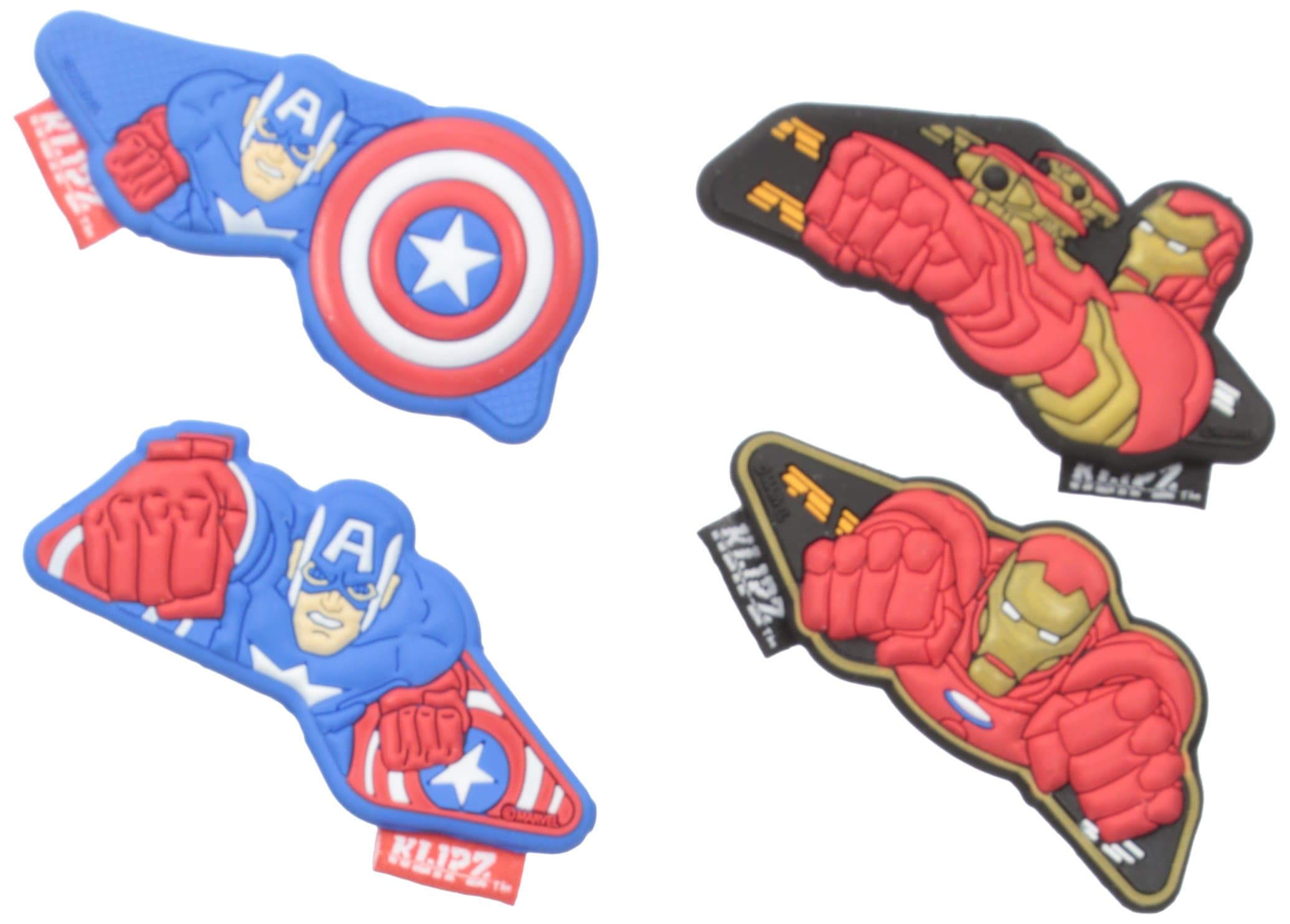 Klipz Iron Man and Captain America 2 Pack Shoe Accessory (Little Kid), Multi, One Size