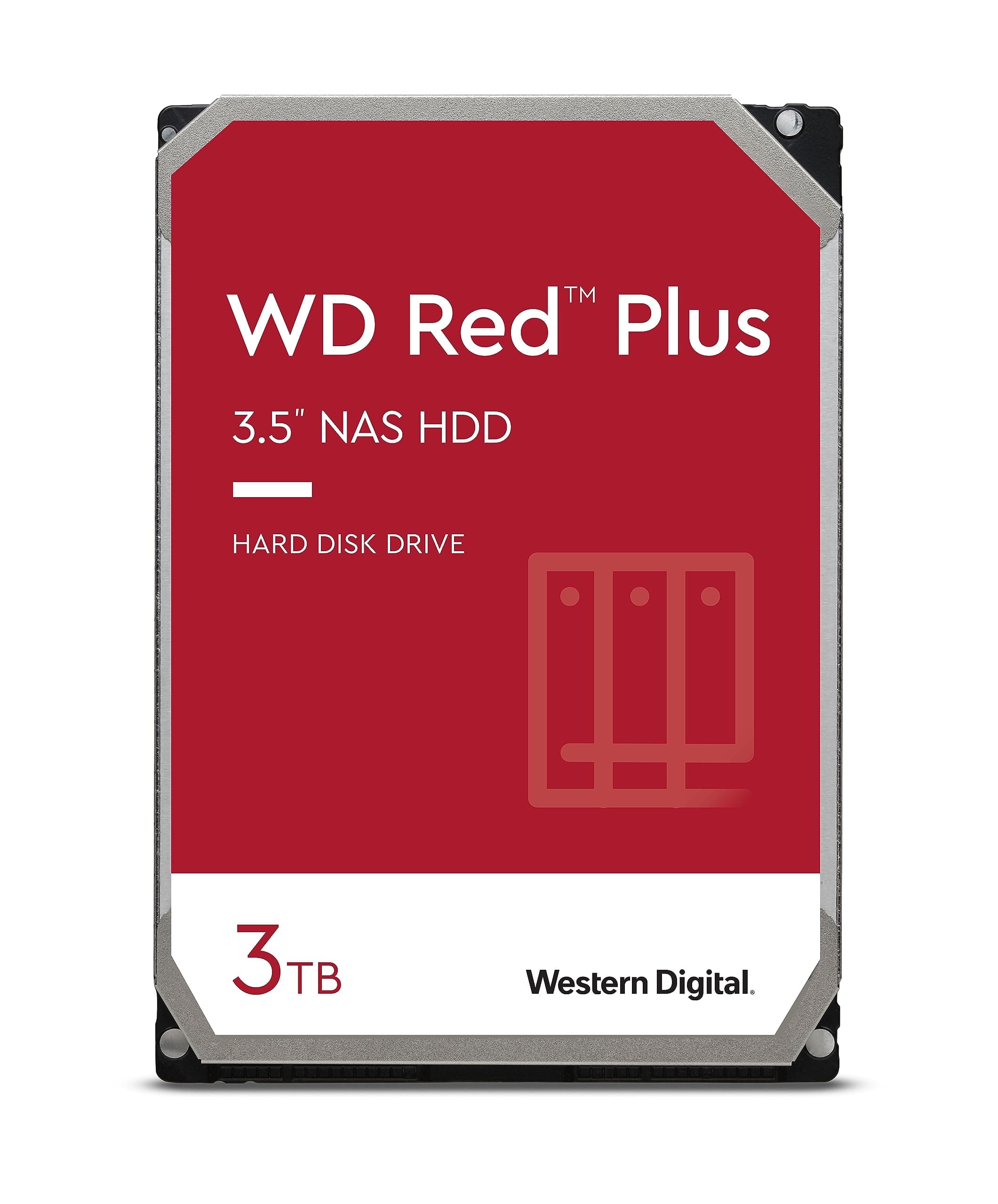 3TB WD Red Plus NAS Internal Hard Drive HDD - 5400 RPM, SATA 6 Gb/s, CMR, 64 MB Cache, 3.5" - WD30EFRX