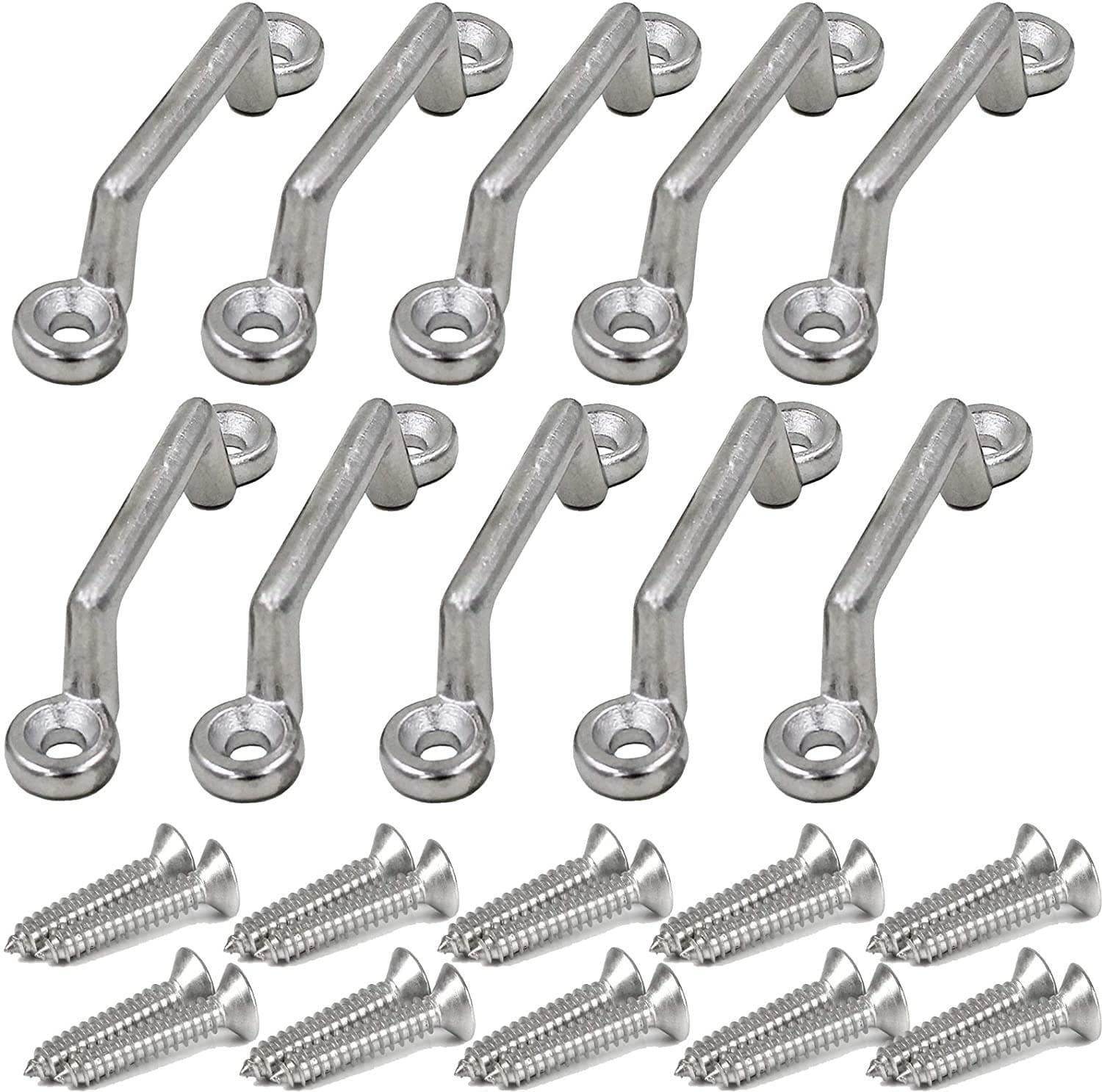 PmsanzayStainless Steel 1 Inch Mount, Bimini Top Strap, Pad Eye,Footman's Loop for Boat, Jeep Corvette, Buggy, Kayak Tie Downs, Tie Down Anchor Point - 10 Piece Set - No Rust