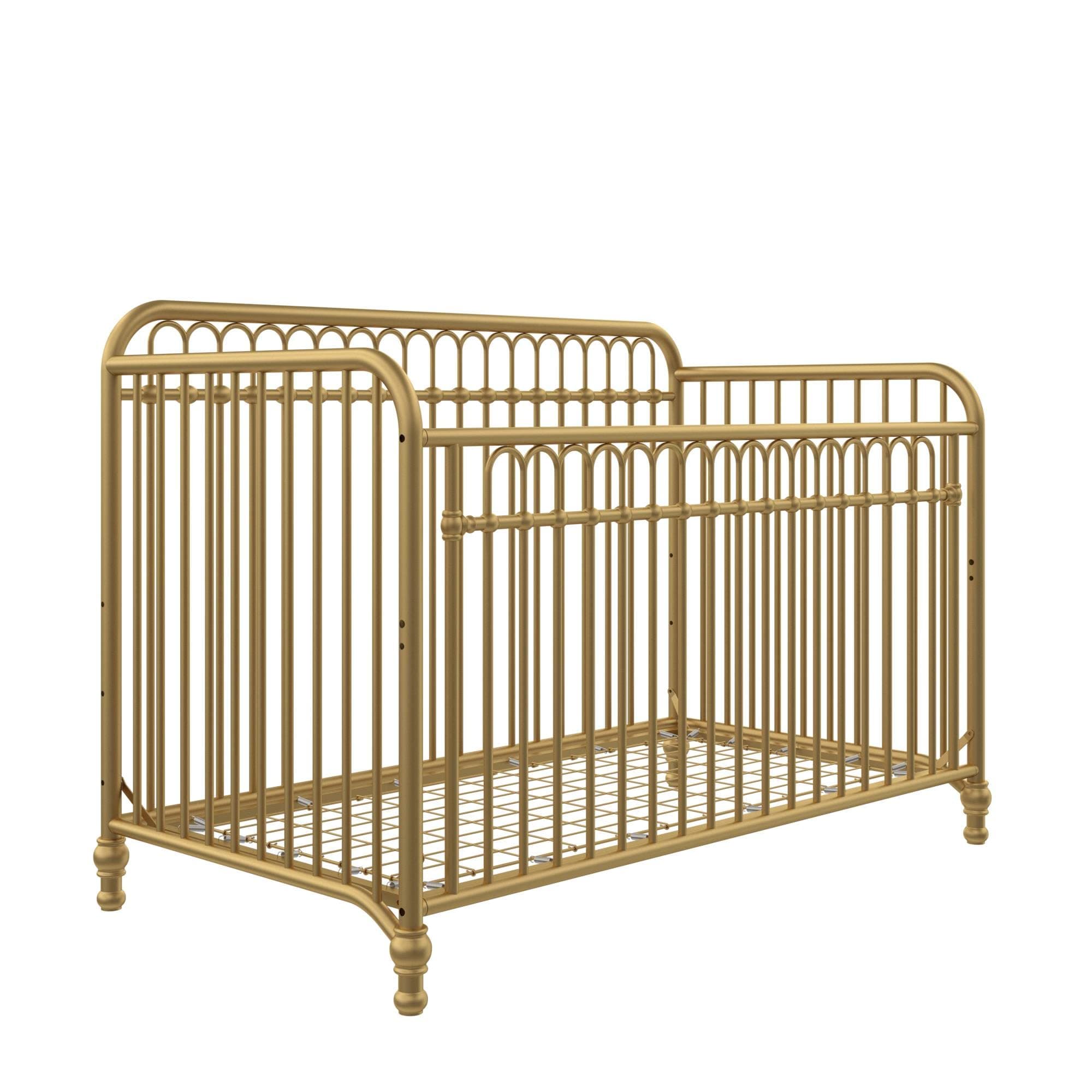 Little Seeds Raven 3-in-1 Convertible Metal Crib, JMPA Certified, Gold