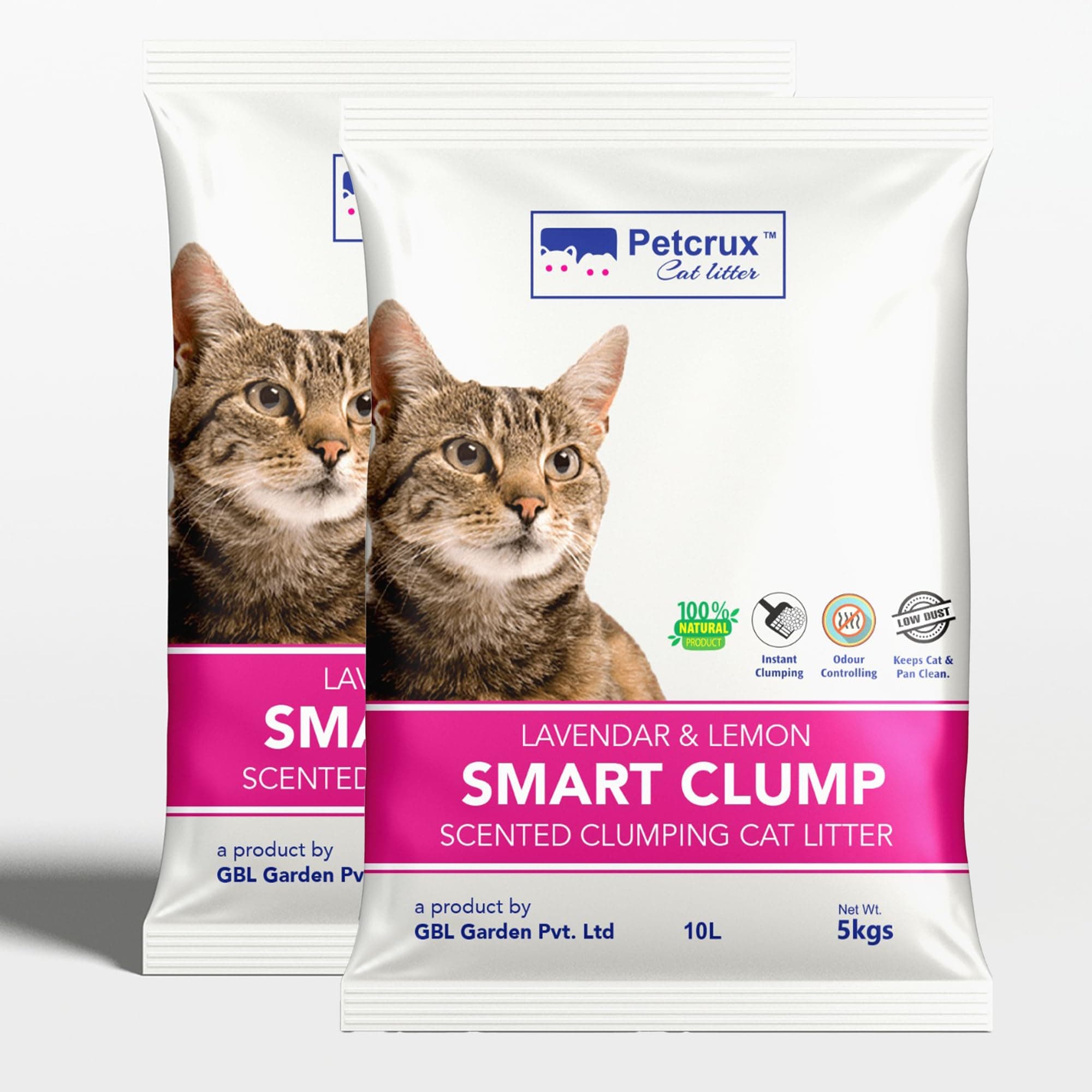 PetCrux Smart Clump Cat Litter Inside | Pet Friendly Lavender Essential Oils