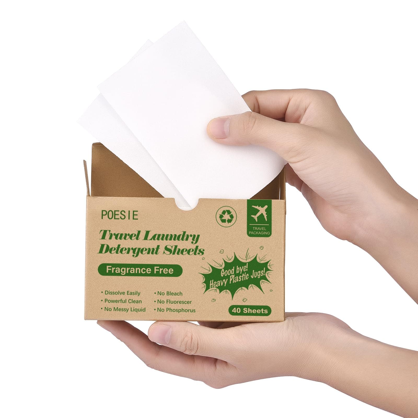 Clothes Washing Sheets Natural Laundry Sheets For Travel Camping Laundry Sheets Eco Friendly Unscented 1 Mini Box 40 Sheets, 40 count