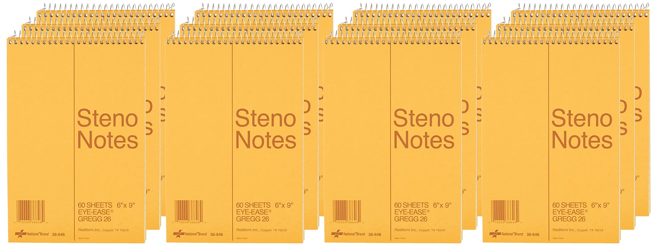 National Steno Notebook, Gregg-Ruled, Green Eye-Ease Paper, 12 Notebooks, 6" x 9", 60 Sheets Each - Bulk (36646-12)