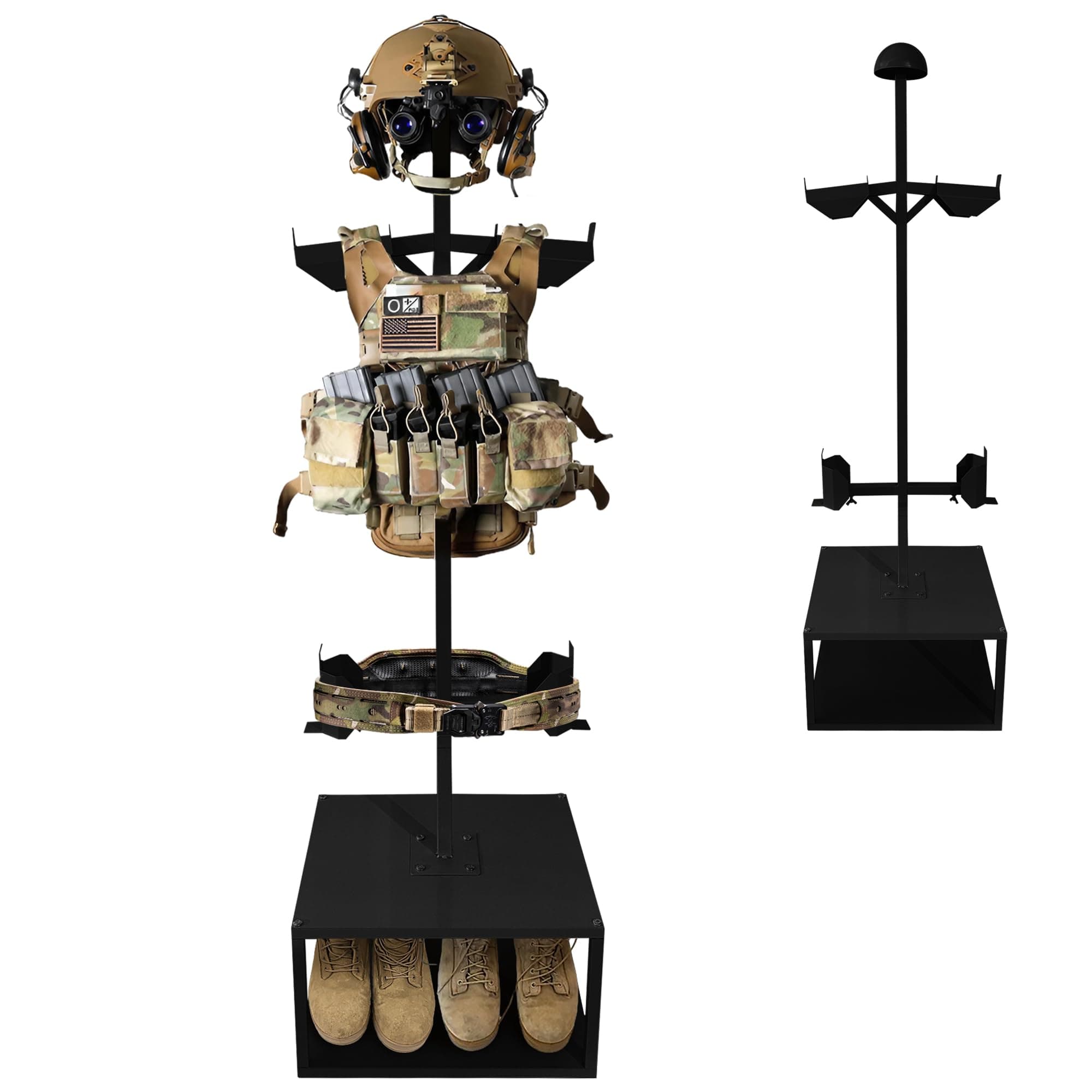 Montex Tactical Gear Stand Helmet Vest Belt Display Rack, Heavy Duty Tactical Vest Stand, Adjustable Military Gear Holder (5'11" Height Max), Body Armor Stand Hold Up to 120 lbs