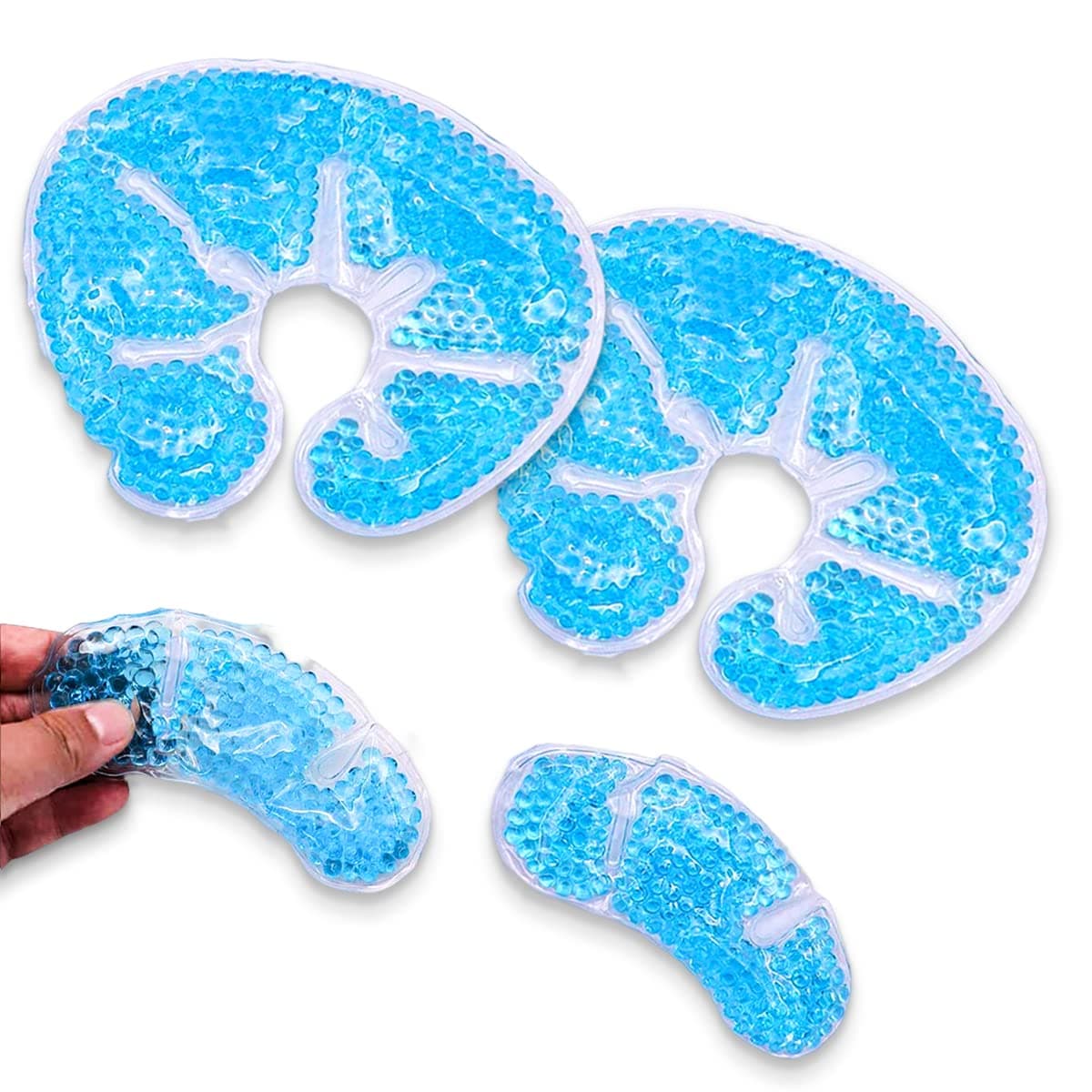 Breast Therapy Pads Breast Ice Pack, Hot Cold Breastfeeding Gel Pads, Boost Milk Let-Down with Gel Bead (Blue)