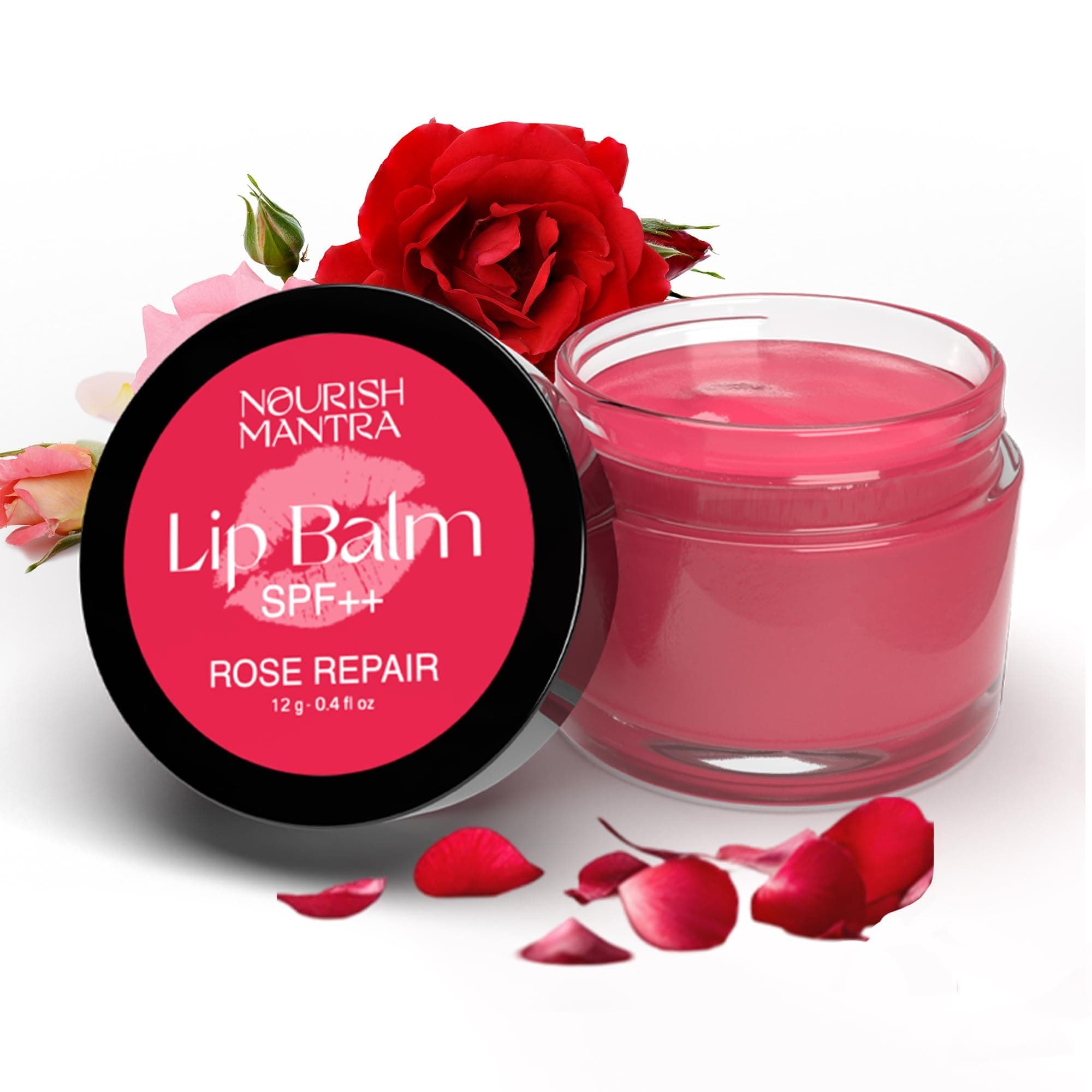 Rose Lip Balm with SPF | Made with Rose Extract, Olive Oil, Shea Butter, Vitamin E and Avocado Oil | For Dry, Chapped & Dark Lips | Best for Both Women and Men | 12g