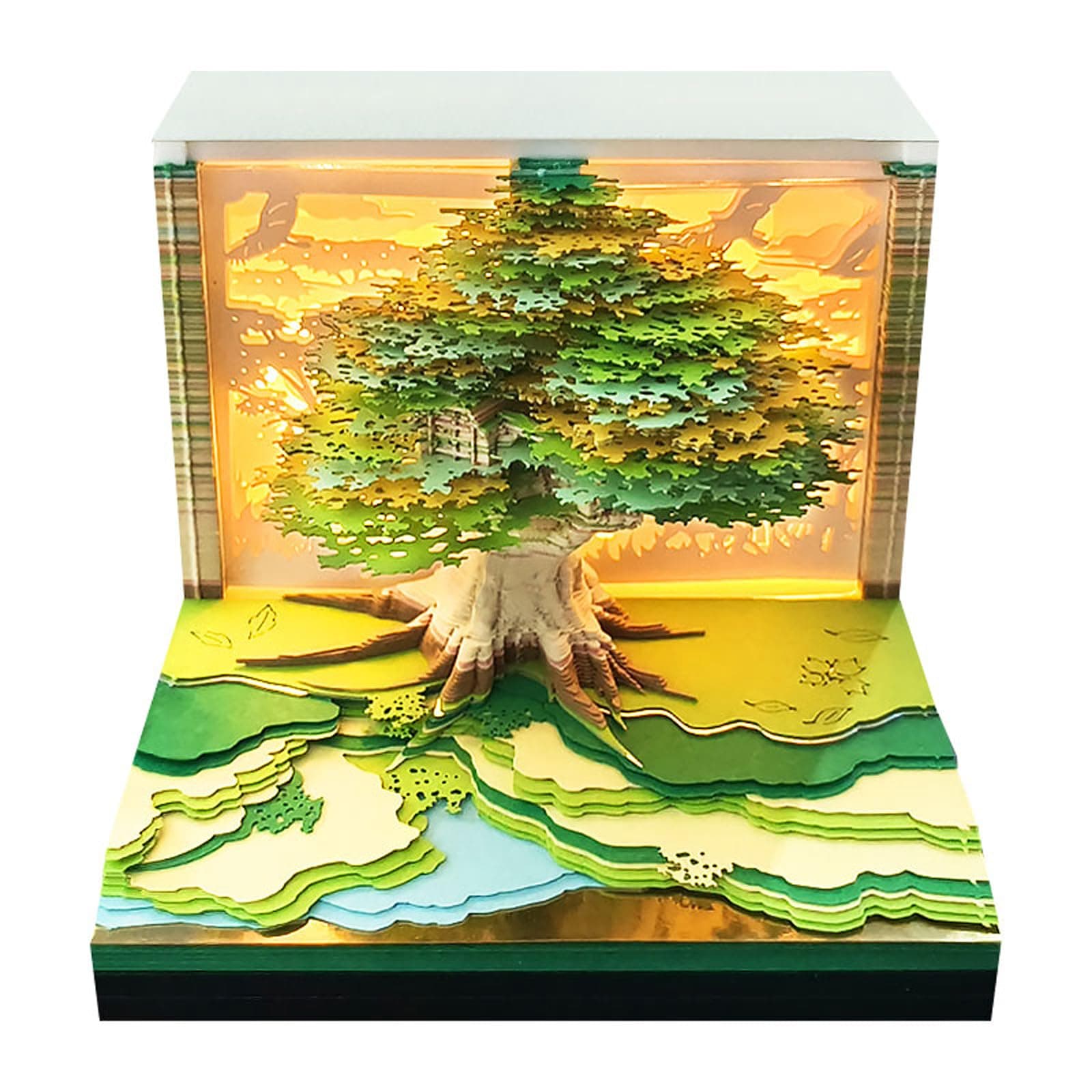 3D Art Calendar 2026,3D Memo Pad Creative Time Piece Calendar Magic Tree Rip Away Paper Carving Multi-color DIY Note