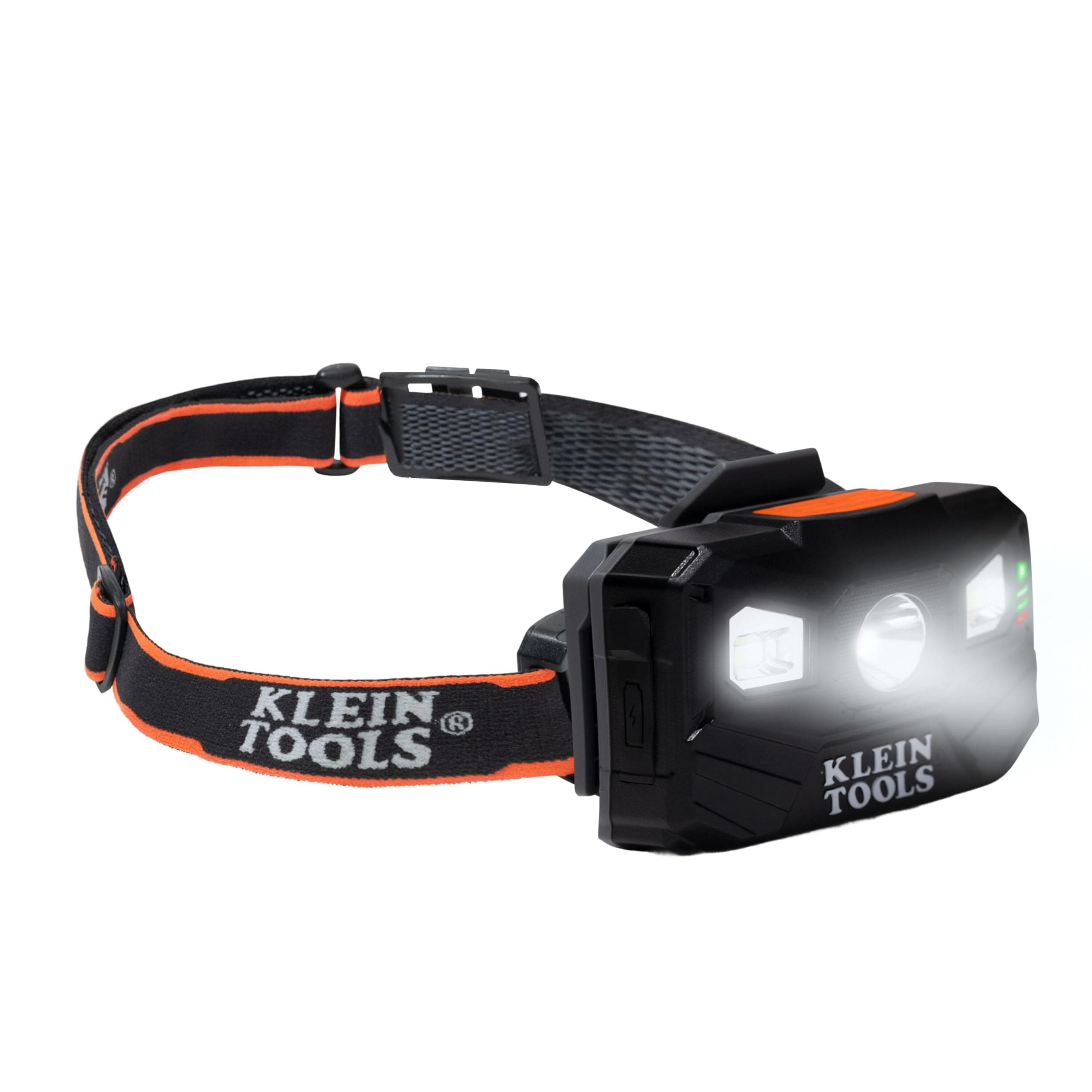 Klein Tools 56048 Rechargeable LED Headlamp, Adjustable Fabric Strap, 400 lms, All-Day Runtime, for Work, Running, Outdoor Hiking