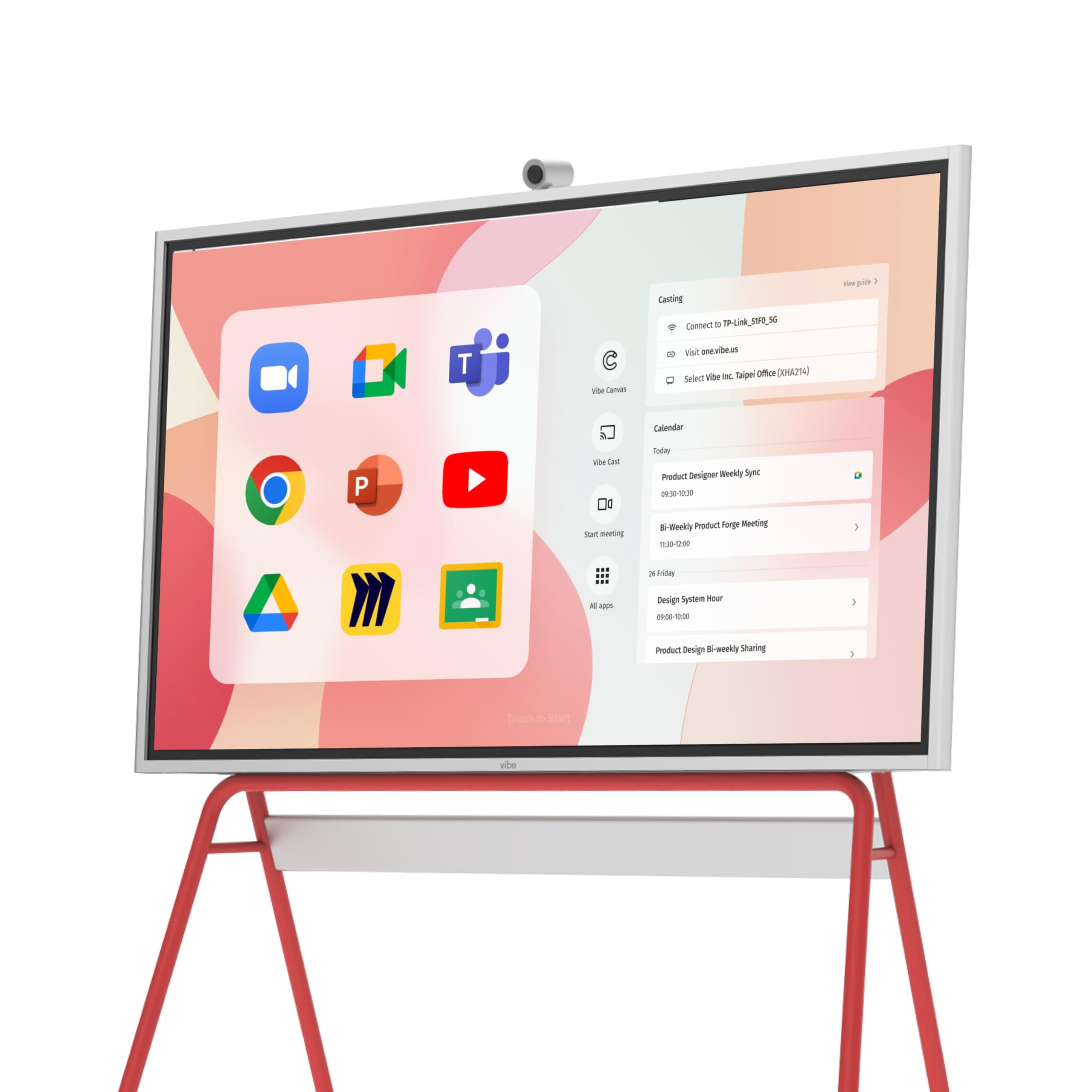 Vibe S1 4K UHD Smart Board, 55 Inch Digital Whiteboard for Office and Classroom, Electronic Presentation Meeting Device for Hybrid Work, Interative Touchscreen Display, Chrome OS and 250+ Free Apps