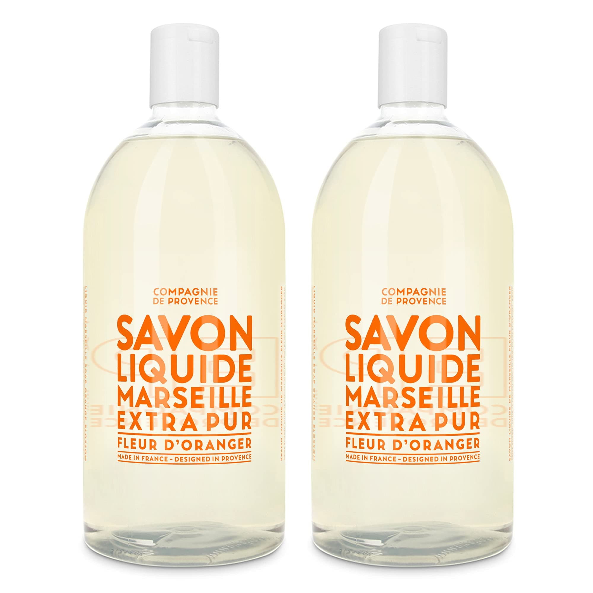 Compagnie de Provence Savon de Marseille Extra Pure Liquid Soap - Orange Blossom - Bulk 67.6 Fl Oz Plastic Bottle Refill