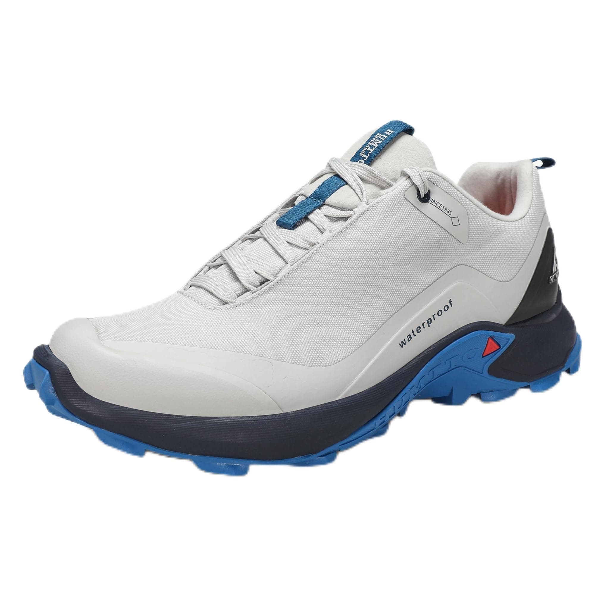 Men's All-Terrain Waterproof Hiking Shoes Lightweight Breathable Trekking Trails Shoes Anti Slip Outdoor Shoes 10.5 Light Grey